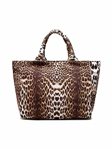 Пляжна сумка GUESS / З полотна / З принтом / Коричнева synthetic.ua - Фото 1