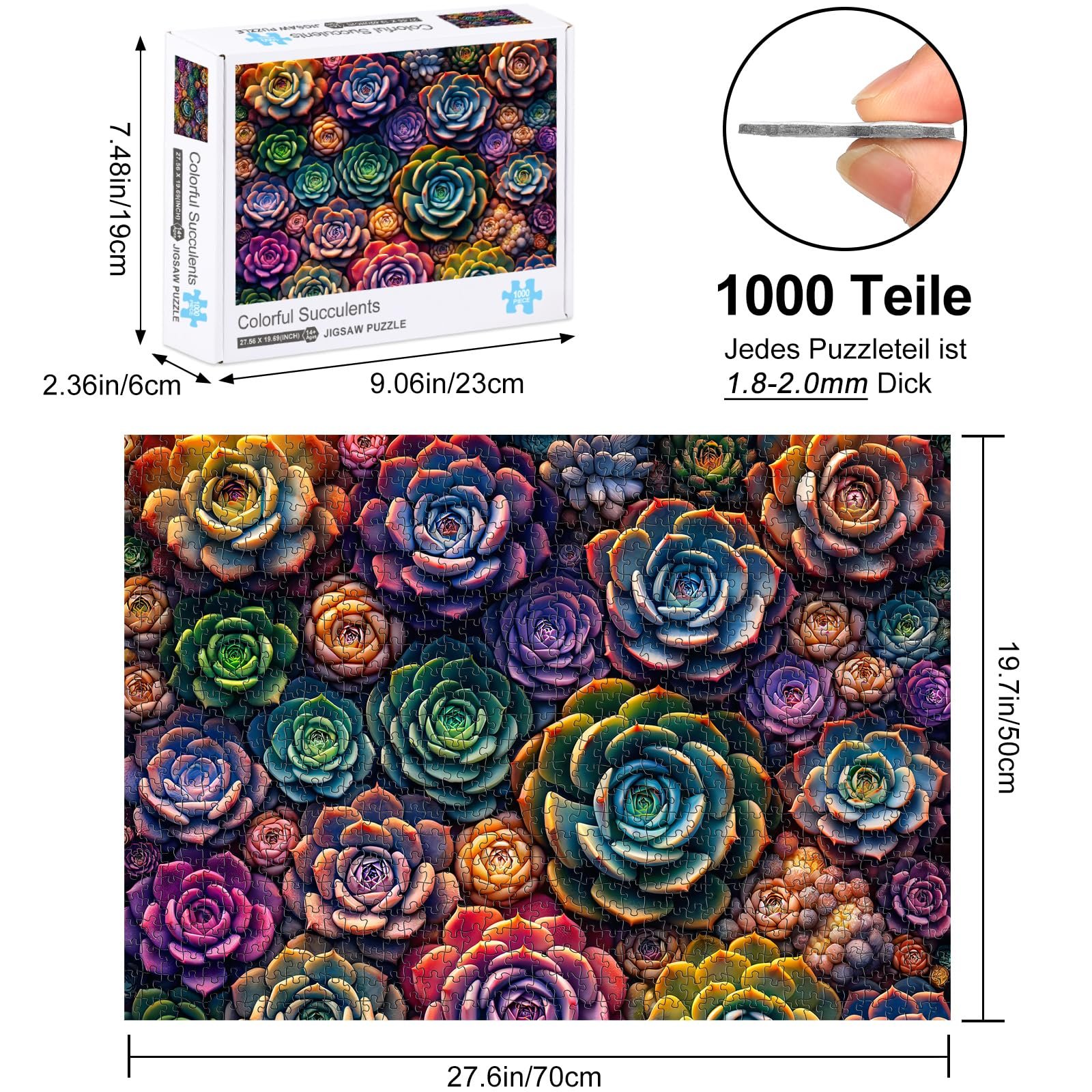 Пазл Colourful Succulent Plant 1000 элементов 70 x 50 см, фото №2