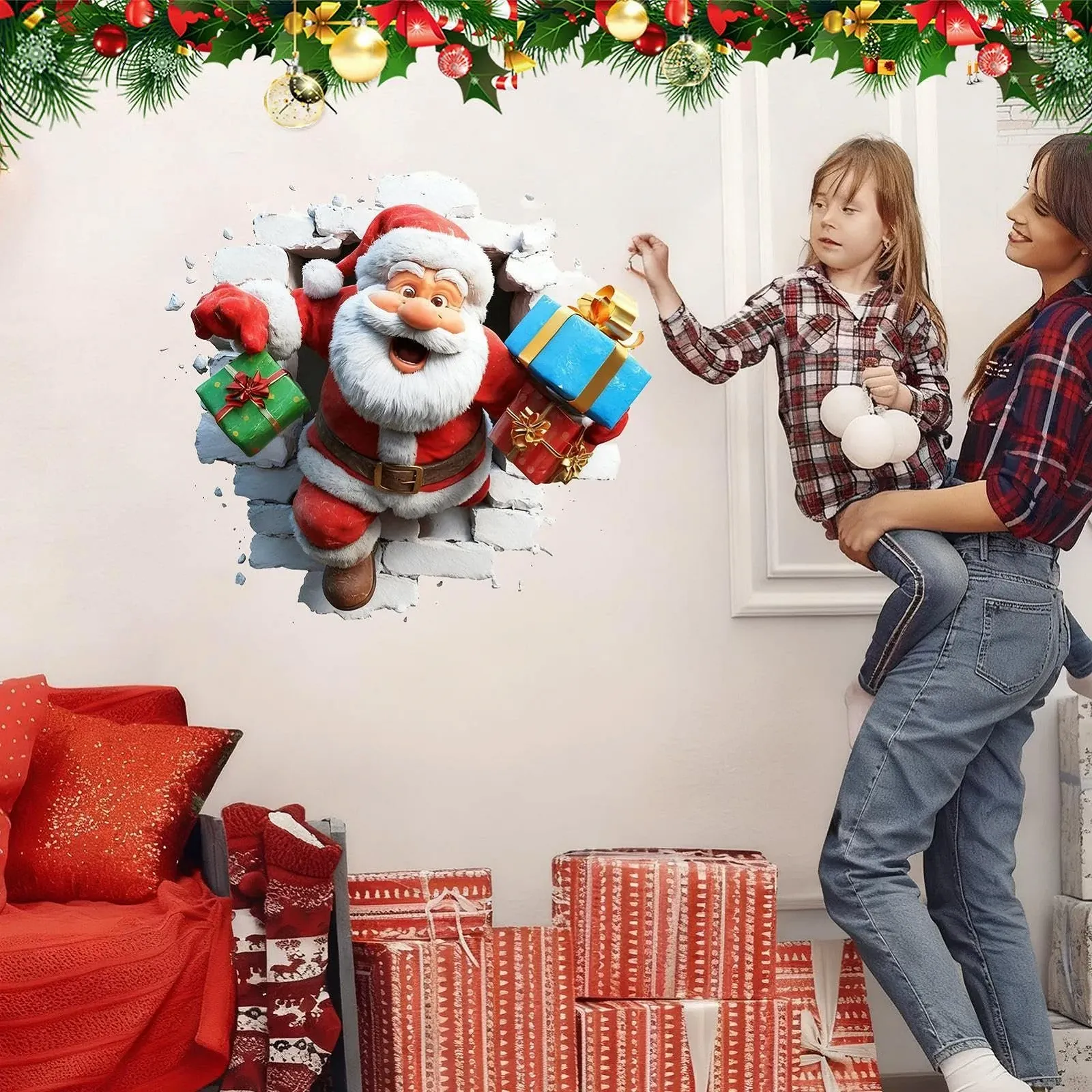 Наклейка на стіну 3D Santa Claus Christmas Sticker, фото №3 Наклейка на стіну 3D Santa Claus Christmas Sticker, фото №3