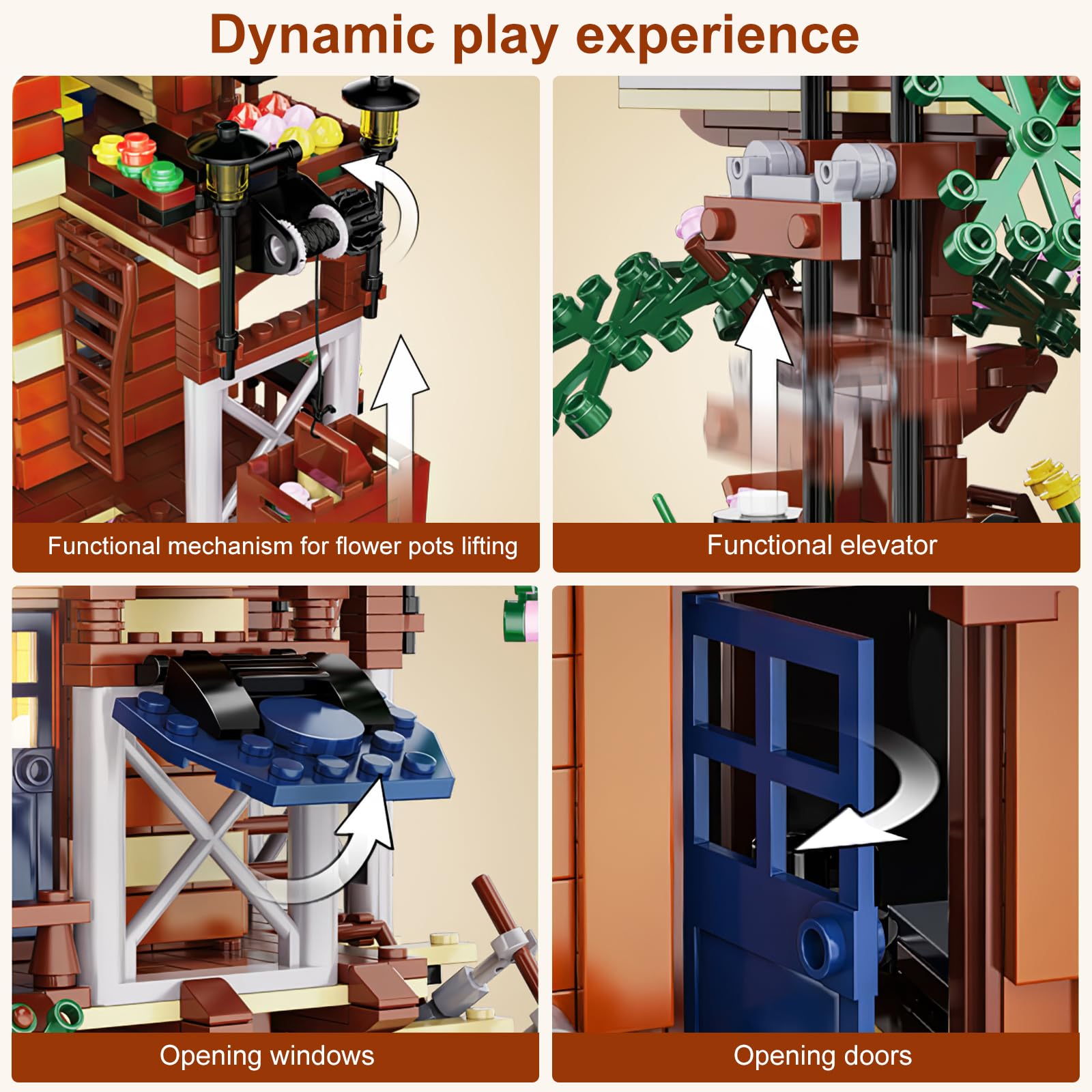 Игрушечный набор VATOS Tree House с LED светом 4 Времена года STEM для детей 1155 деталей, фото №4
