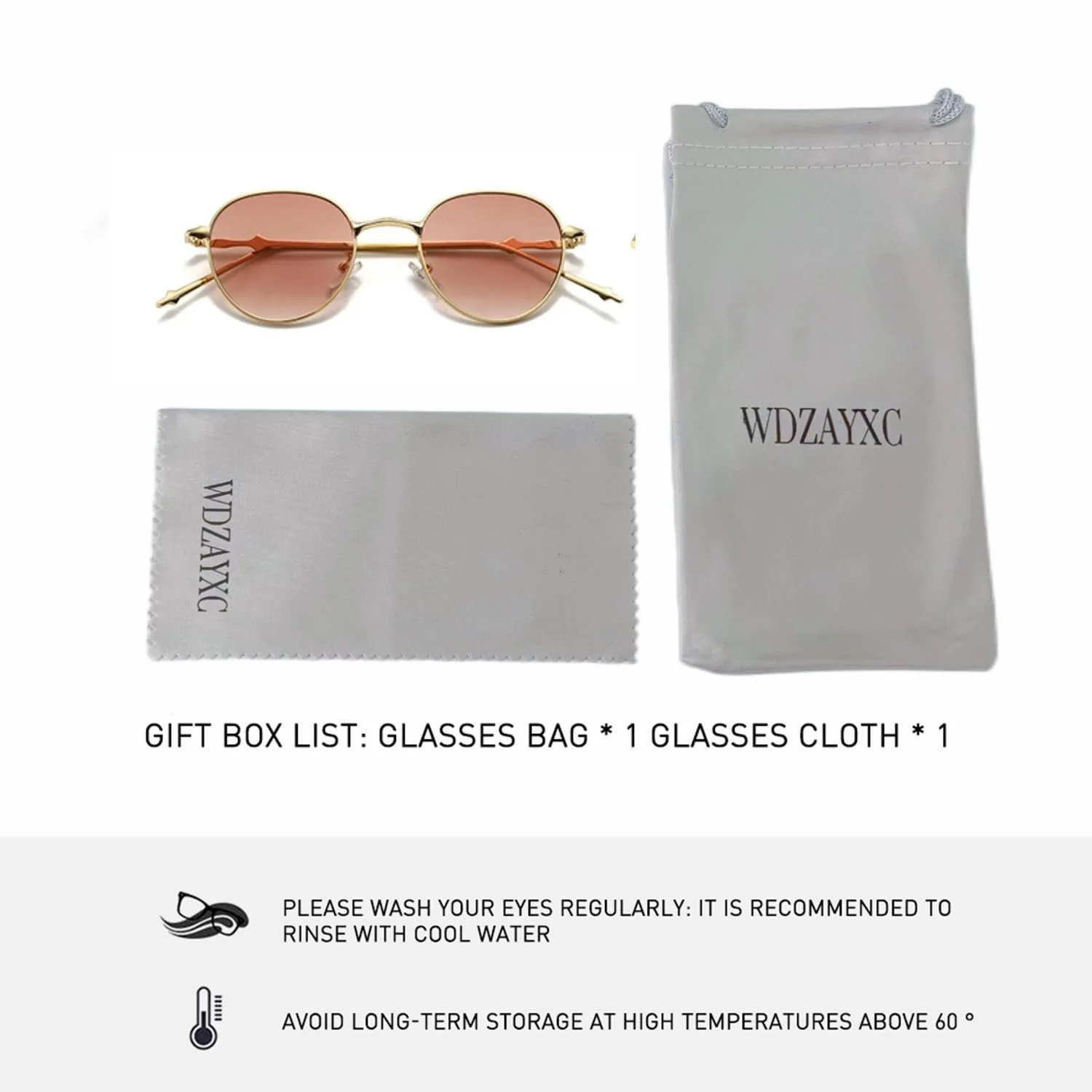 Модні круглі сонцезахисні окуляри для чоловіків і жінок WDZAYXC, легка металева оправа, фото №2