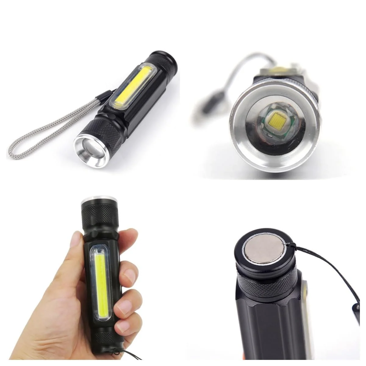 Ліхтар POCKETMAN Mini Cob 4 режими Zoomable з шнурком для освітлення, пригод, надзвичайних ситуацій (2 шт. в упаковці), фото №2