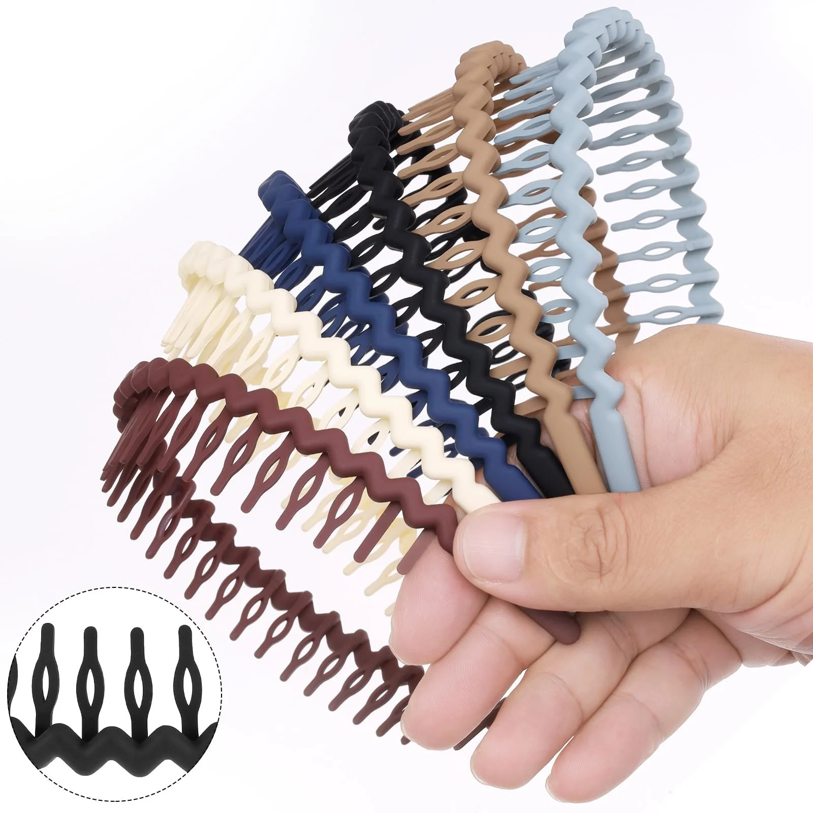 Набір з 6 нековзких обручів для волосся, жіночий, фото №3 Набір з 6 нековзких обручів для волосся, жіночий, фото №3