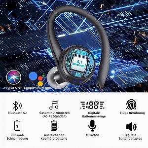 Навушники Brother International Corporat Bluetooth Бездротові В-вухо З мікрофоном Спорт HiFi Стерео звук USB-C Швидка зарядка Шумозаглушення IPX7 Водонепроникні synthetic.ua - Фото 1
