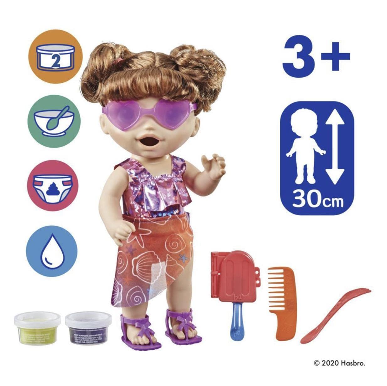 Кукла Baby Alive Sunny Snacks для игр в воде, форма леденца, для детей от 3 лет, каштановые волосы, фото №5
