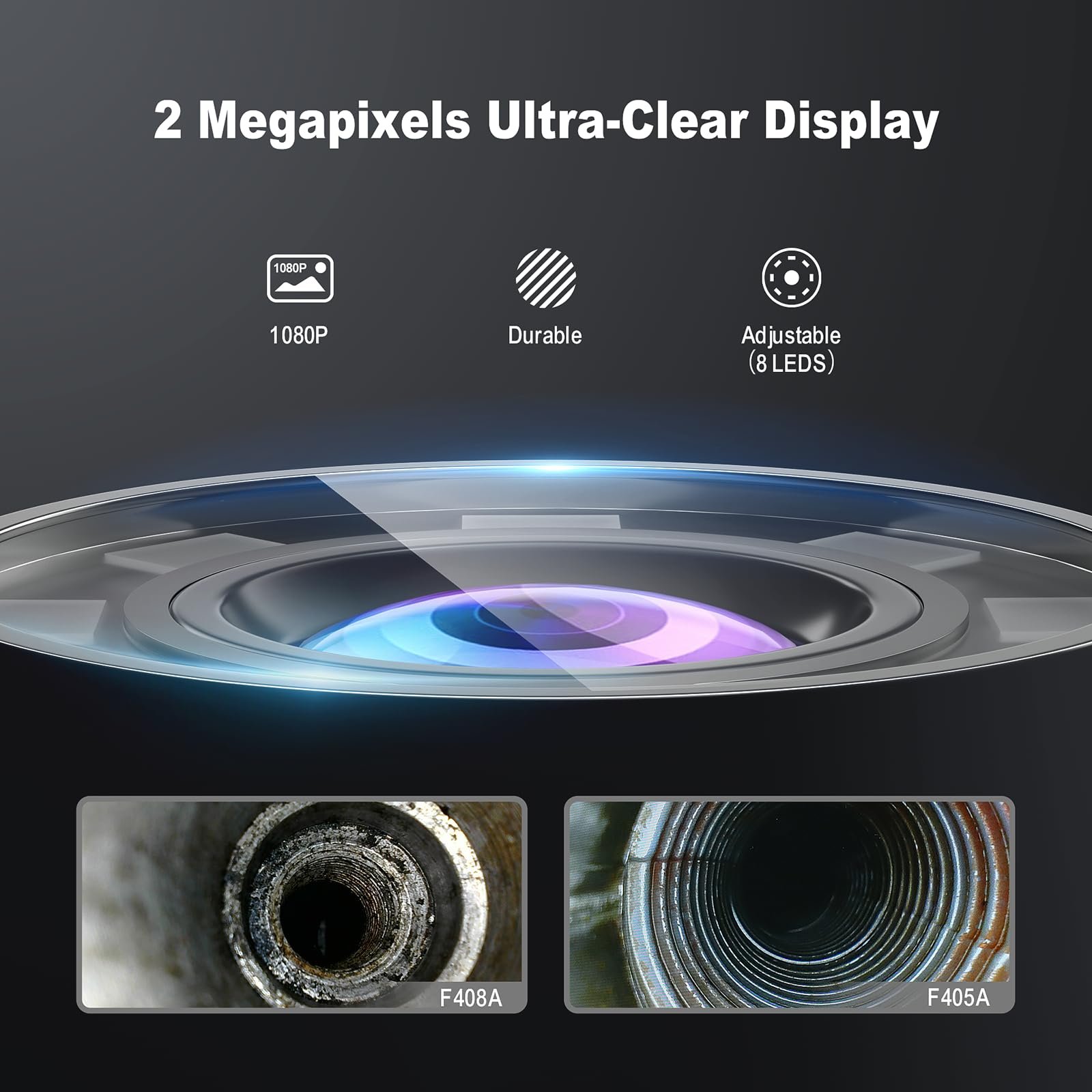 Эндоскопическая камера Ralcam 8.5 mm HD1080P с подсветкой, 6 LED, гибкий кабель 1 м для Android и iOS, фото №3