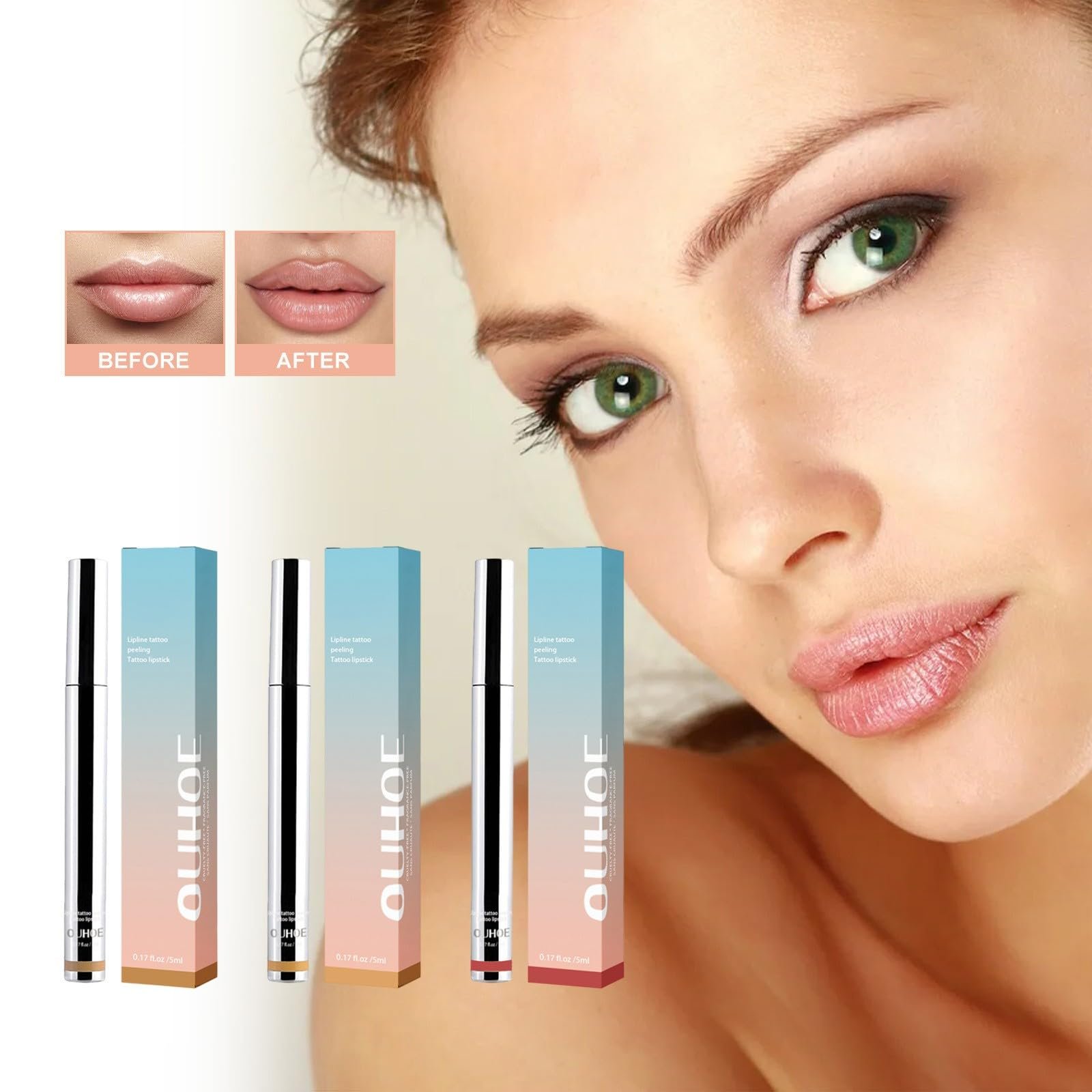 Олівець для губ Peel Off 3 x 5 мл світло-коричневий, темно-коричневий, бордовий (3 штуки, 5 мл), фото №6