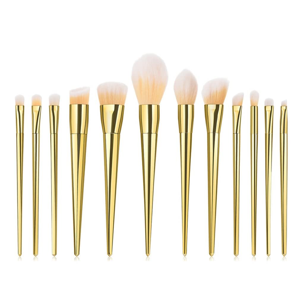 Набір кистей для макіяжу YEKIM 12 шт. Золотий (Pro Foundation, Powder, Eyeshadow, Contour, Blush), фото №1