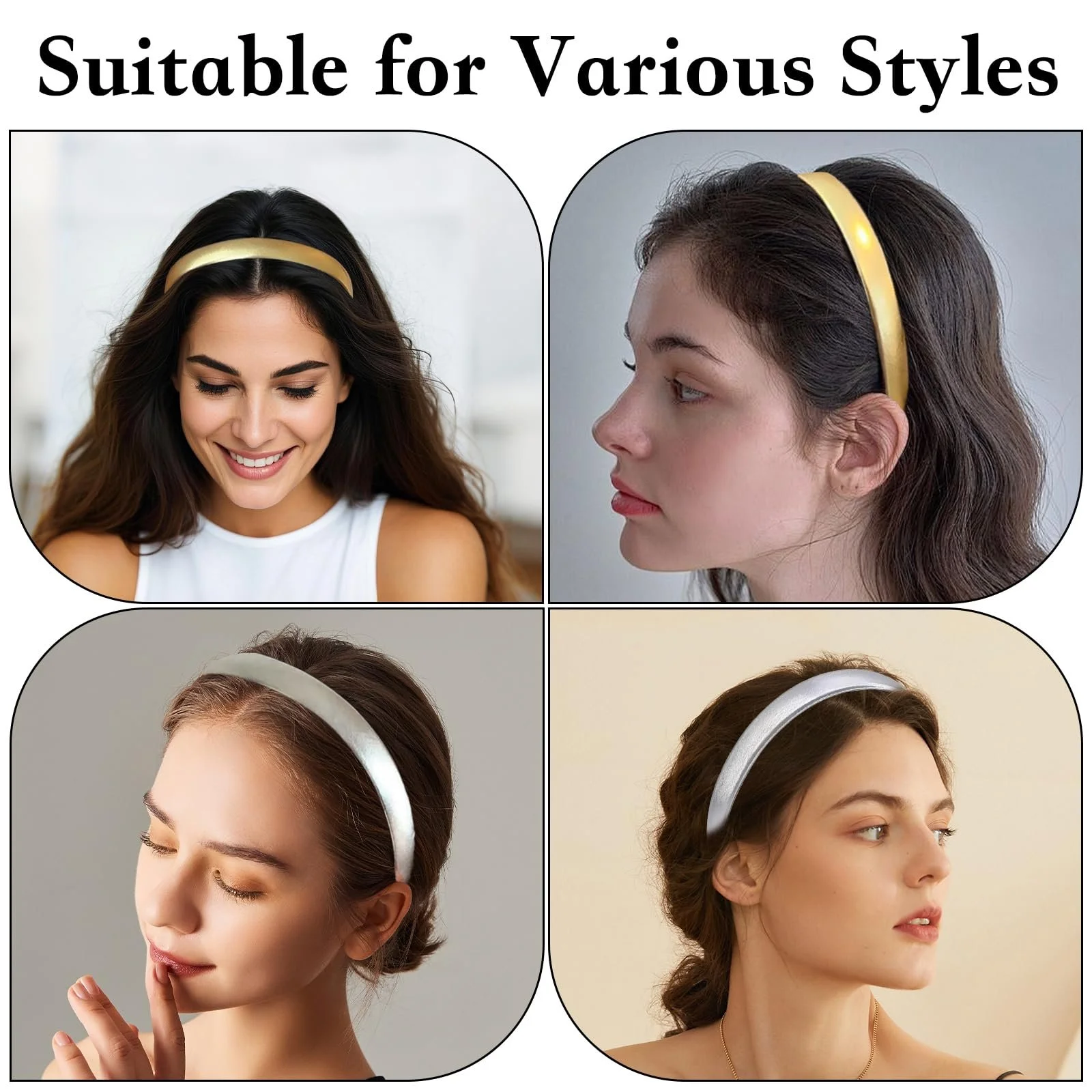 Обруч для волосся атласний Срібний Регульований Тонкий, фото №6 Обруч для волосся атласний Срібний Регульований Тонкий, фото №6