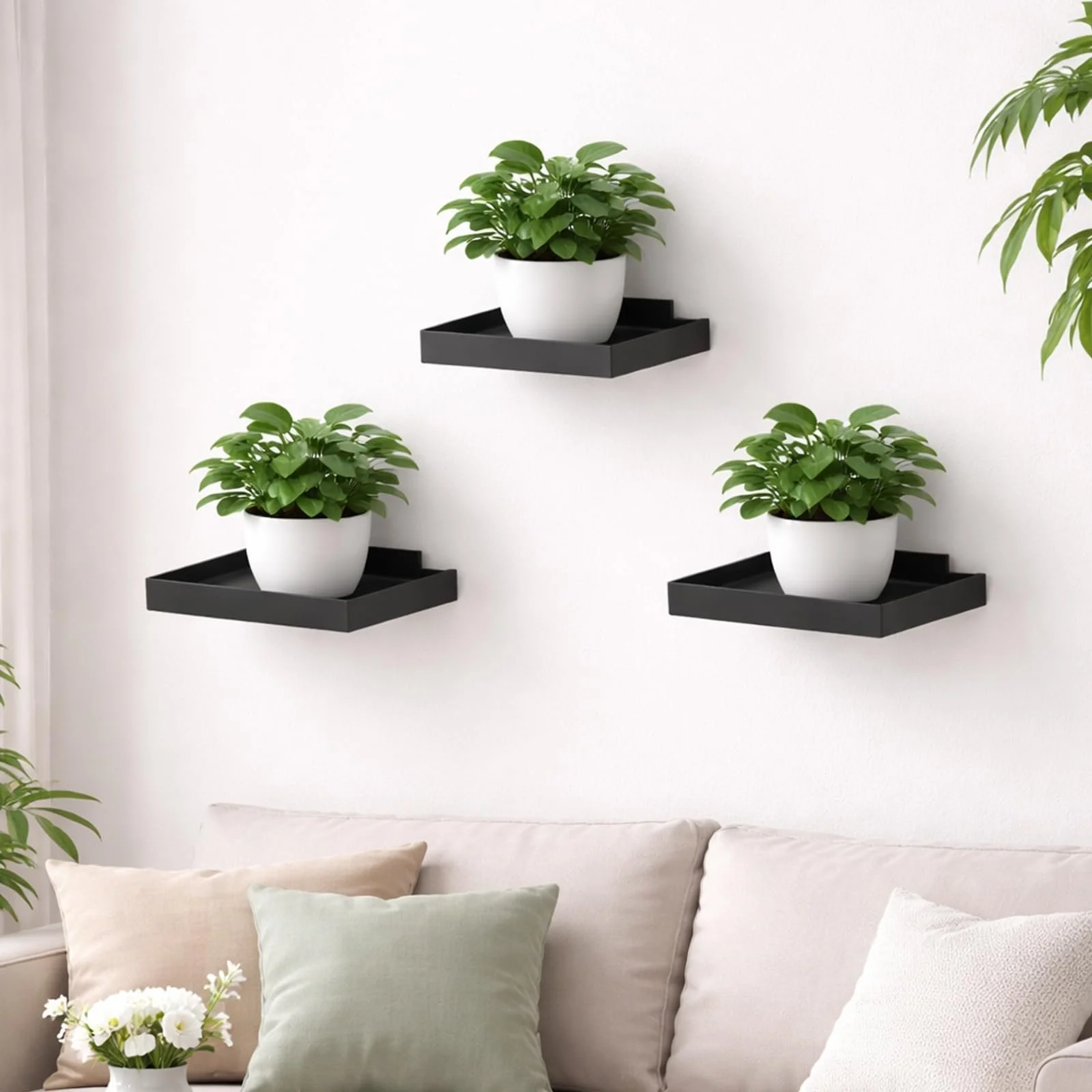 Полка для цветочных горшков Набор 2 шт Для акустических панелей Без сверления Черный, фото №5