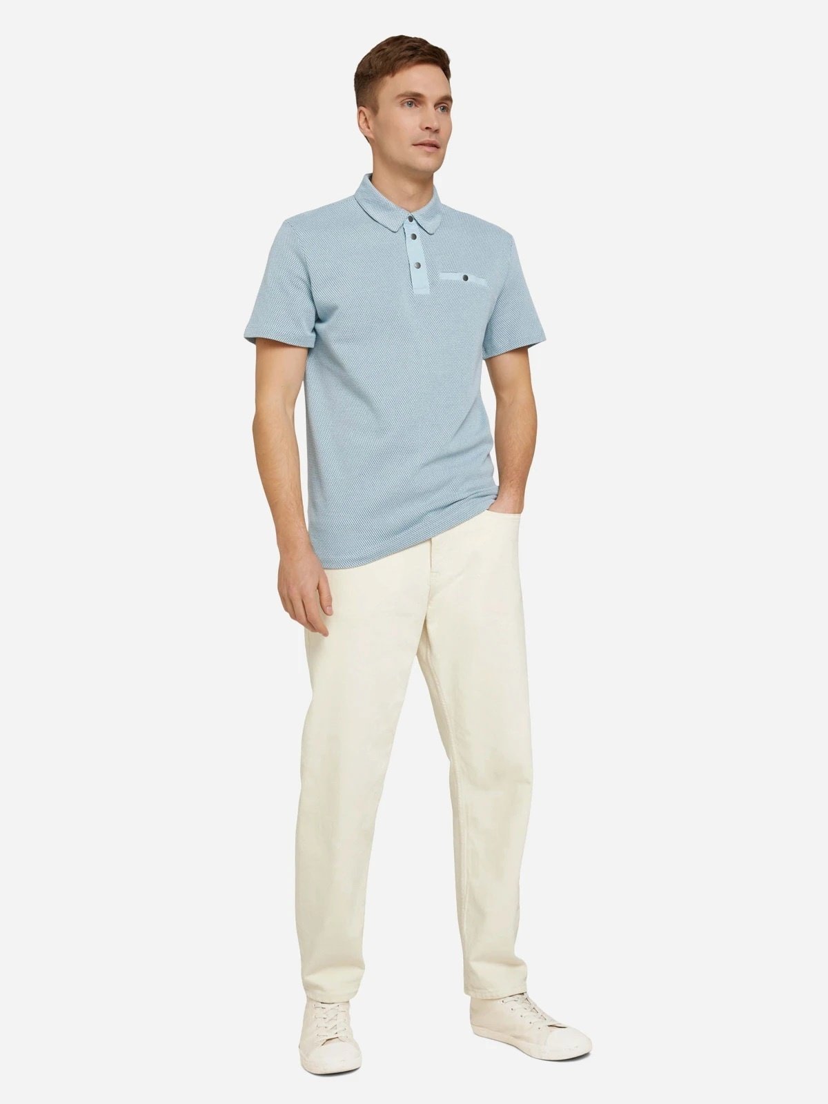 Поло structured polo with pocket 1030388XX1026298 Tom Tailor Блакитний M, фото №4