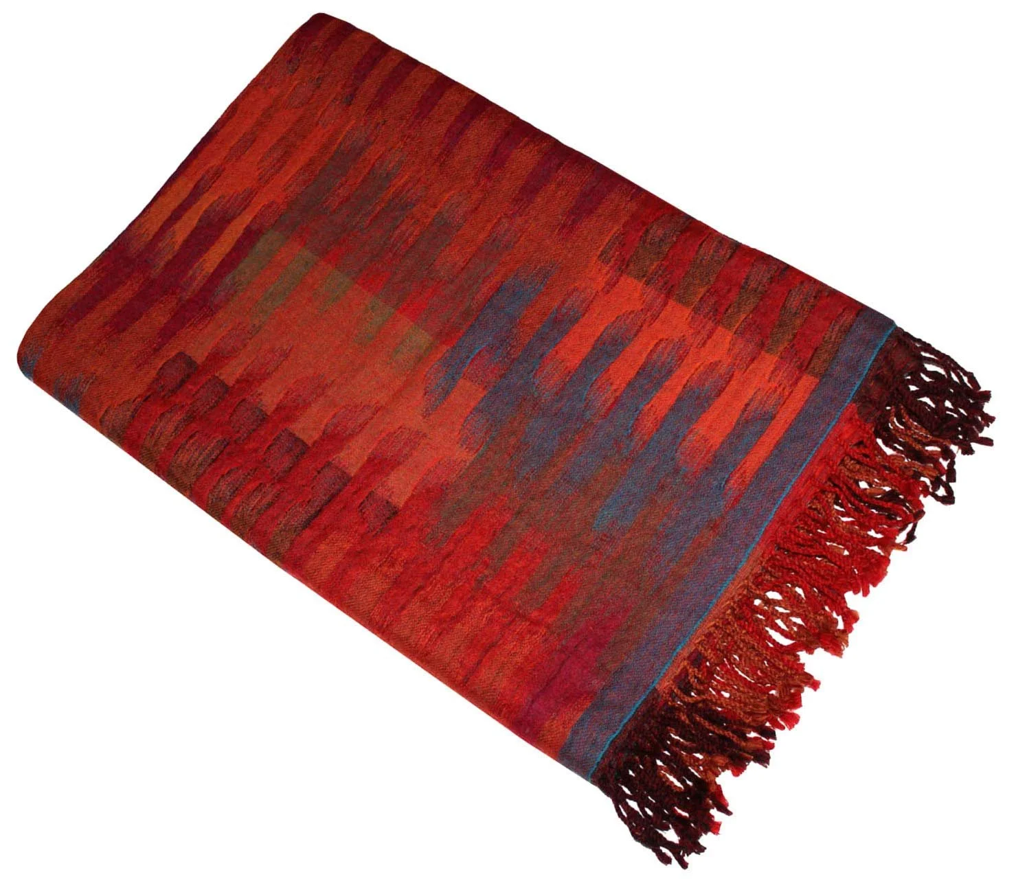 Одеяло Lorenzo Cana шерстяное жаккардового плетения из шерсти мериносового ягненка, красно-синие тона, 140 см x 200 см, фото №1