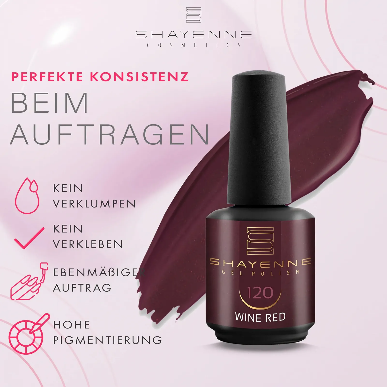 Гель-лак Shayenne 120 Wine Red, 15 мл, фото №5 Гель-лак Shayenne 120 Wine Red, 15 мл, фото №5