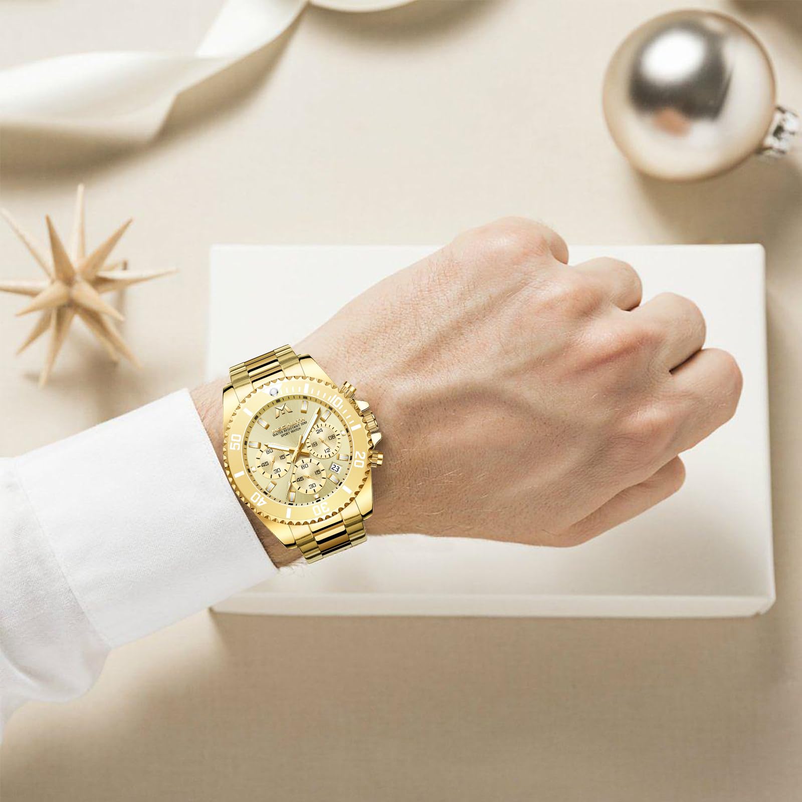 Годинник MEGALITH Чоловічий Хронограф Нержавіюча сталь Золотий 43 мм Водонепроникний Люмінесцентний Анемометр Чоловічий Елегантний Подарунок C2 Золото Нержавіюча сталь, фото №7 Годинник MEGALITH Чоловічий Хронограф Нержавіюча сталь Золотий 43 мм Водонепроникний Люмінесцентний Анемометр Чоловічий Елегантний Подарунок C2 Золото Нержавіюча сталь, фото №7