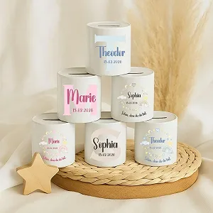 Скарбничка керамічна персоналізована з ім'ям та датою народження - Фото 1