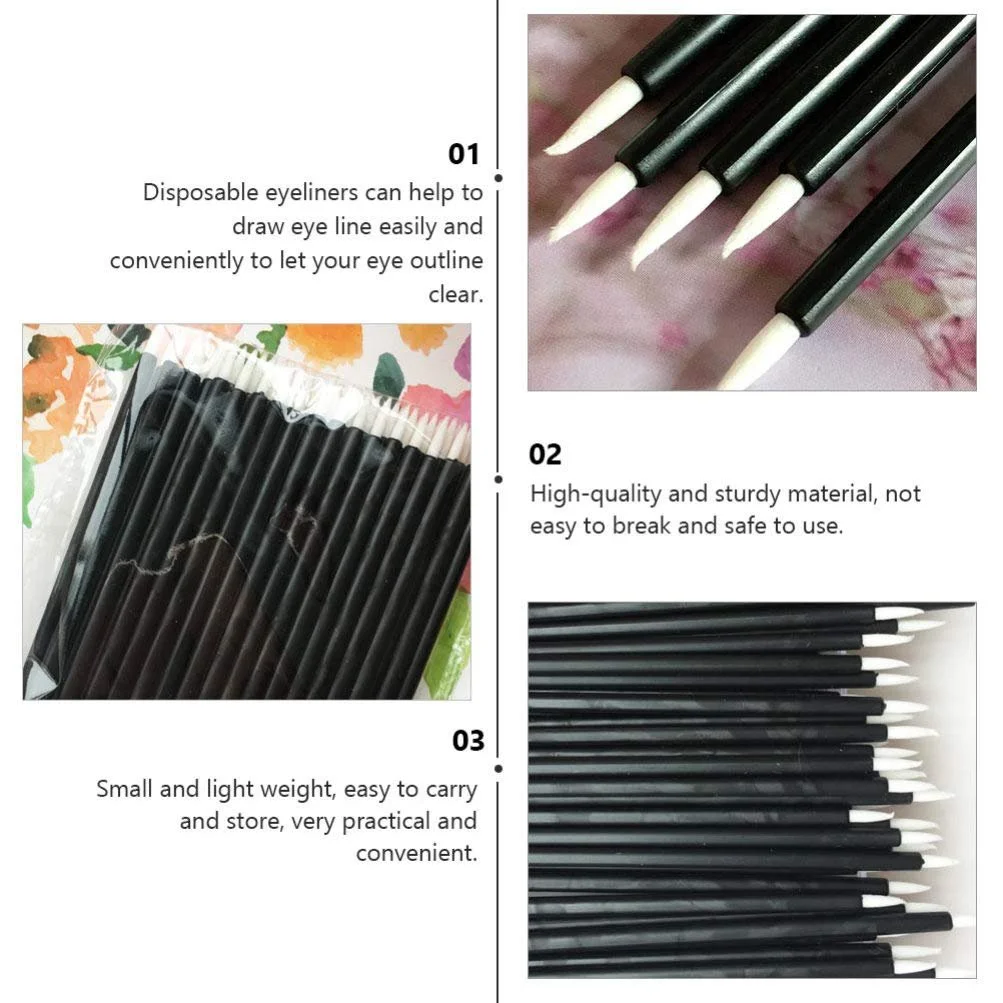 Кисти для подводки Lurrose одноразовые 100 штук, черные, фото №4 Кисти для подводки Lurrose одноразовые 100 штук, черные, фото №4