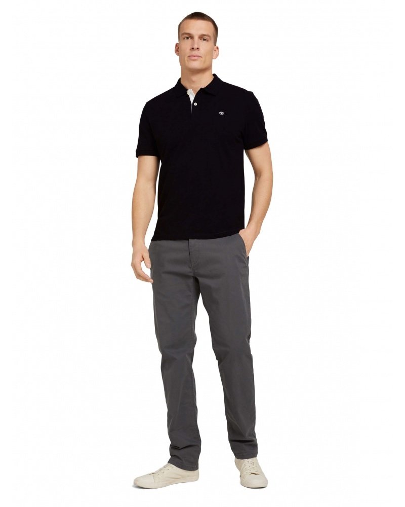 Поло basic polo with contrast 1027713XX1029999 Tom Tailor Чорний XL, фото №4