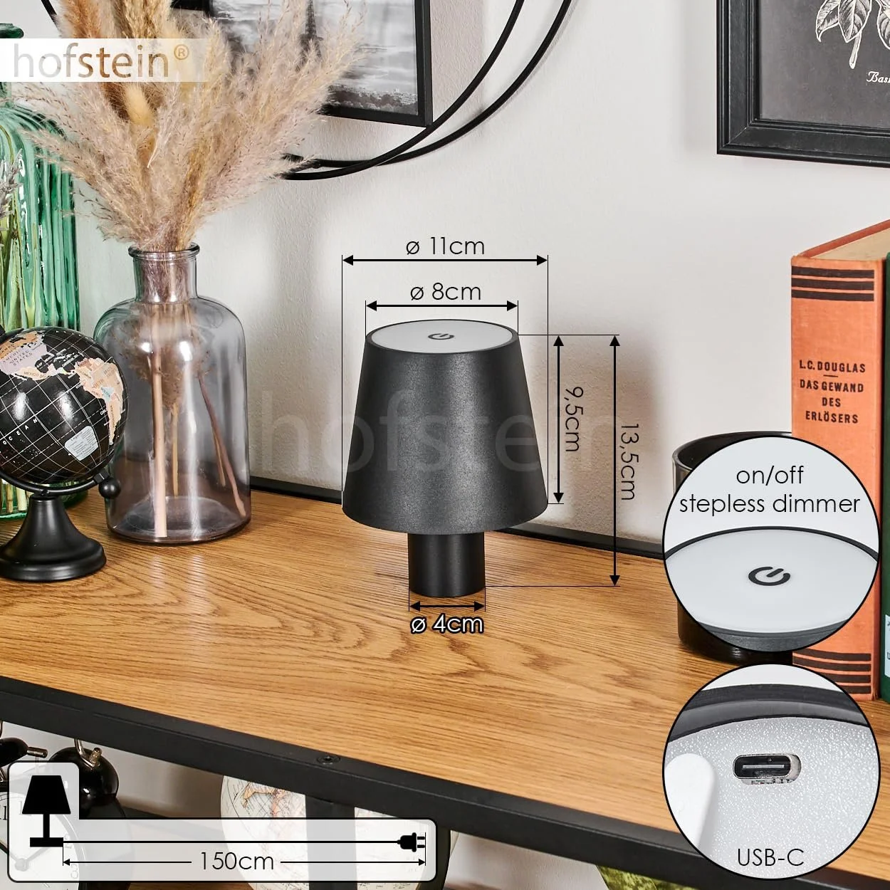 Світлодіодна настільна лампа Salgadinho 3 Вт 300 лм 3000 К Чорно-білий, фото №5