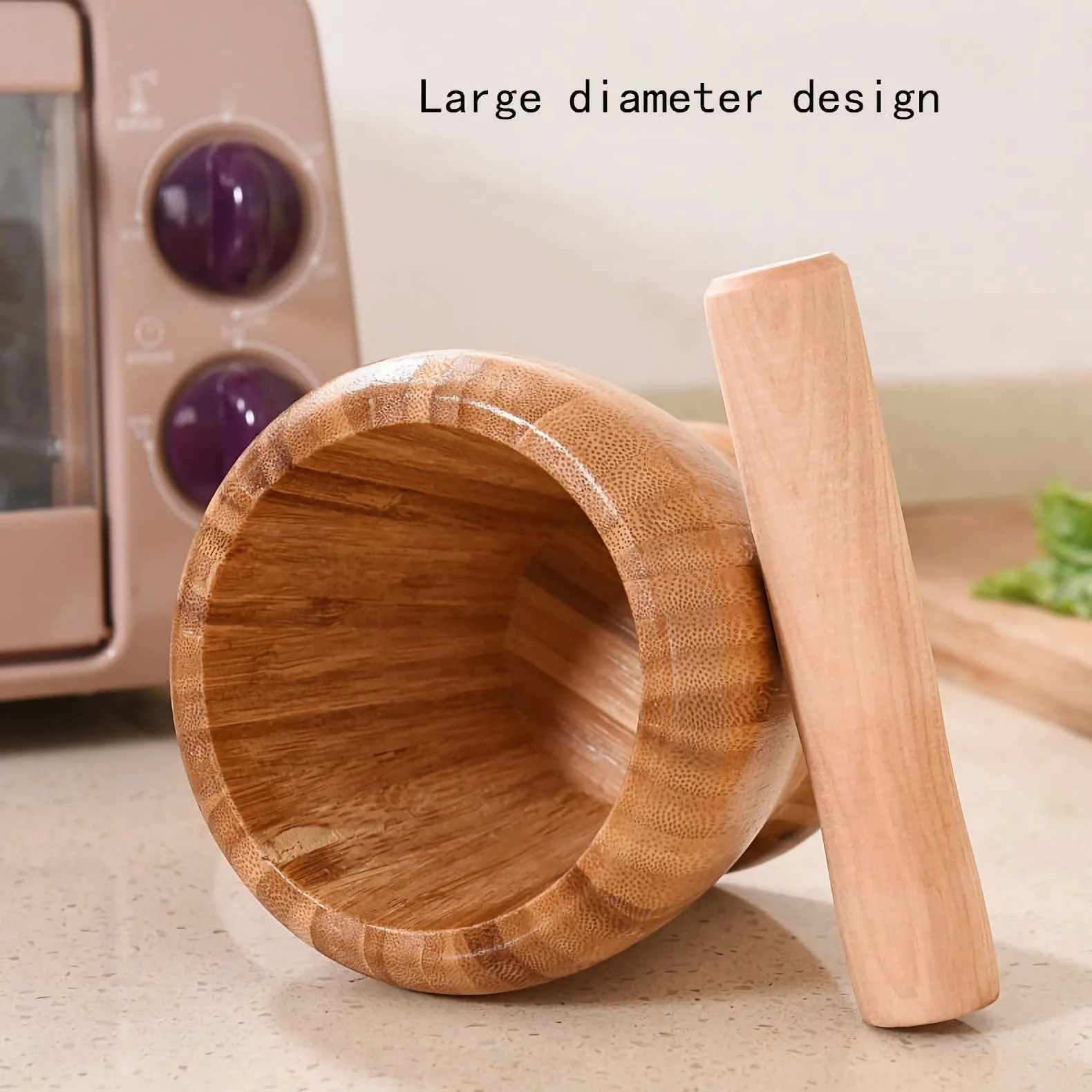 Ступка и пестик деревянные компактный размер для эффективного измельчения специй, чеснока, фото №3