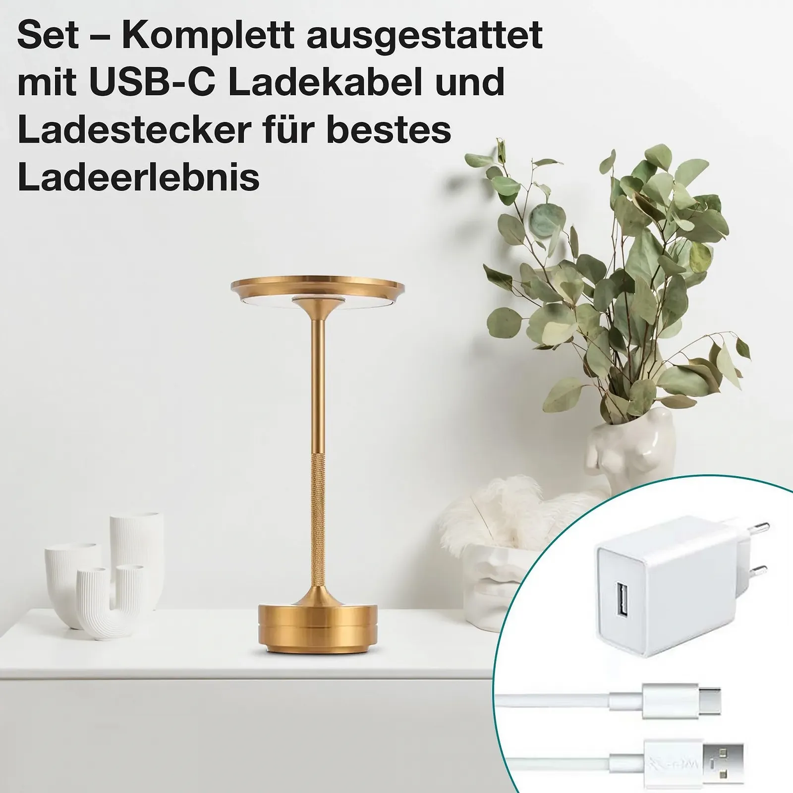 Настільна лампа EPIC LED акумуляторна сенсорна золота, фото №2