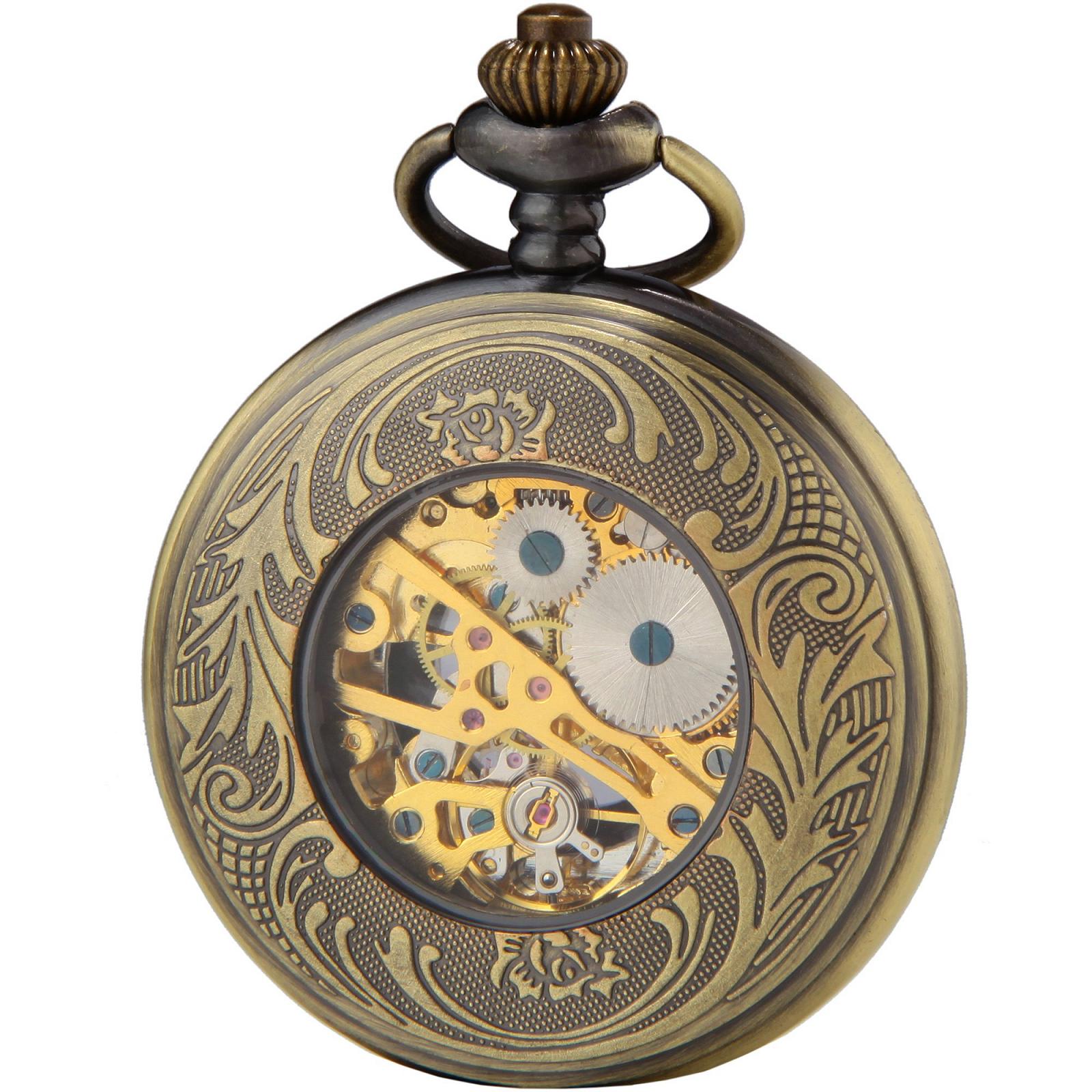 Карманные часы SEWOR Gentleman Style Skeleton Luminous Mechanical Hand Winding Bronze 2, фото №3