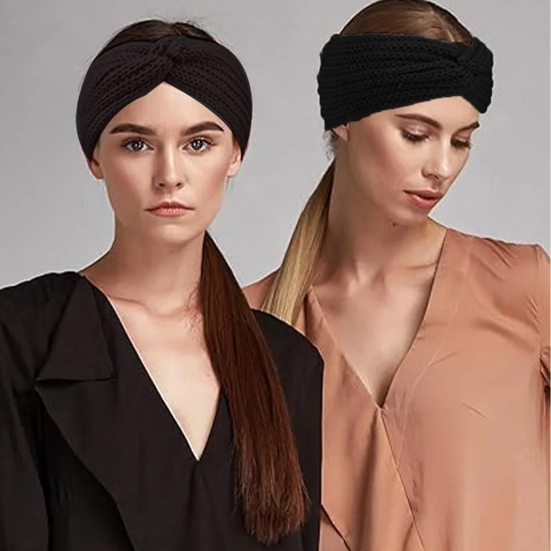 Пов'язка на голову В'язана однотонна, фото №6