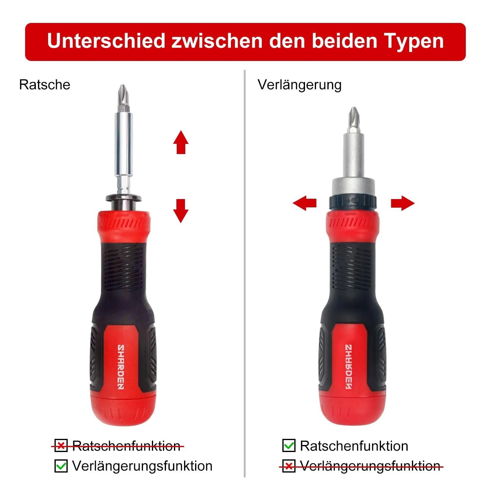 Викрутка SHARDEN 13-в-1 з магнітним подовжувачем Torx Slotted Phillips Hex Pozidriv 1/4, фото №9