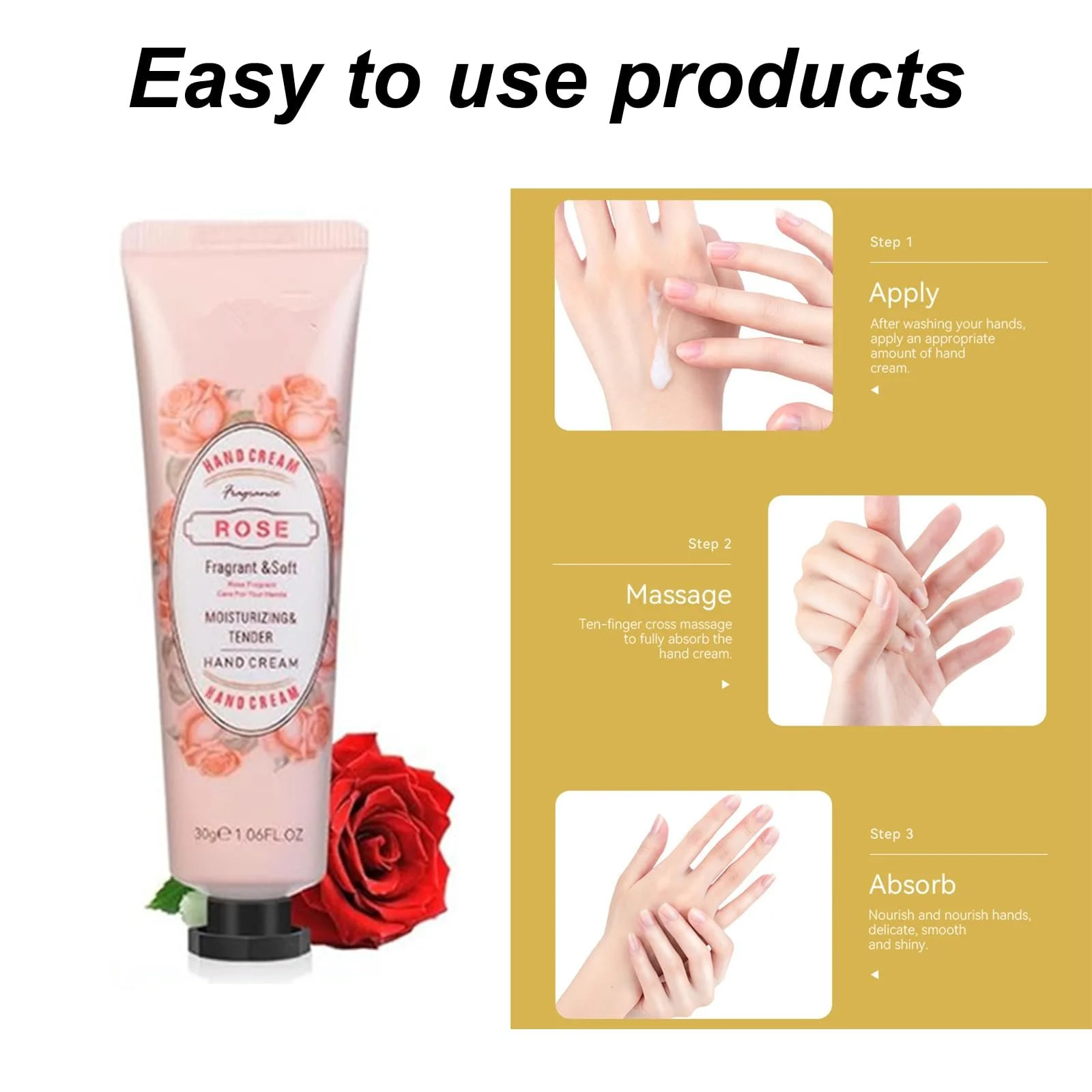 Набір різдвяних кремів для рук, міні-набір з 5 кремів для рук, Квітковий і фруктовий зволожувальний крем, фото №7