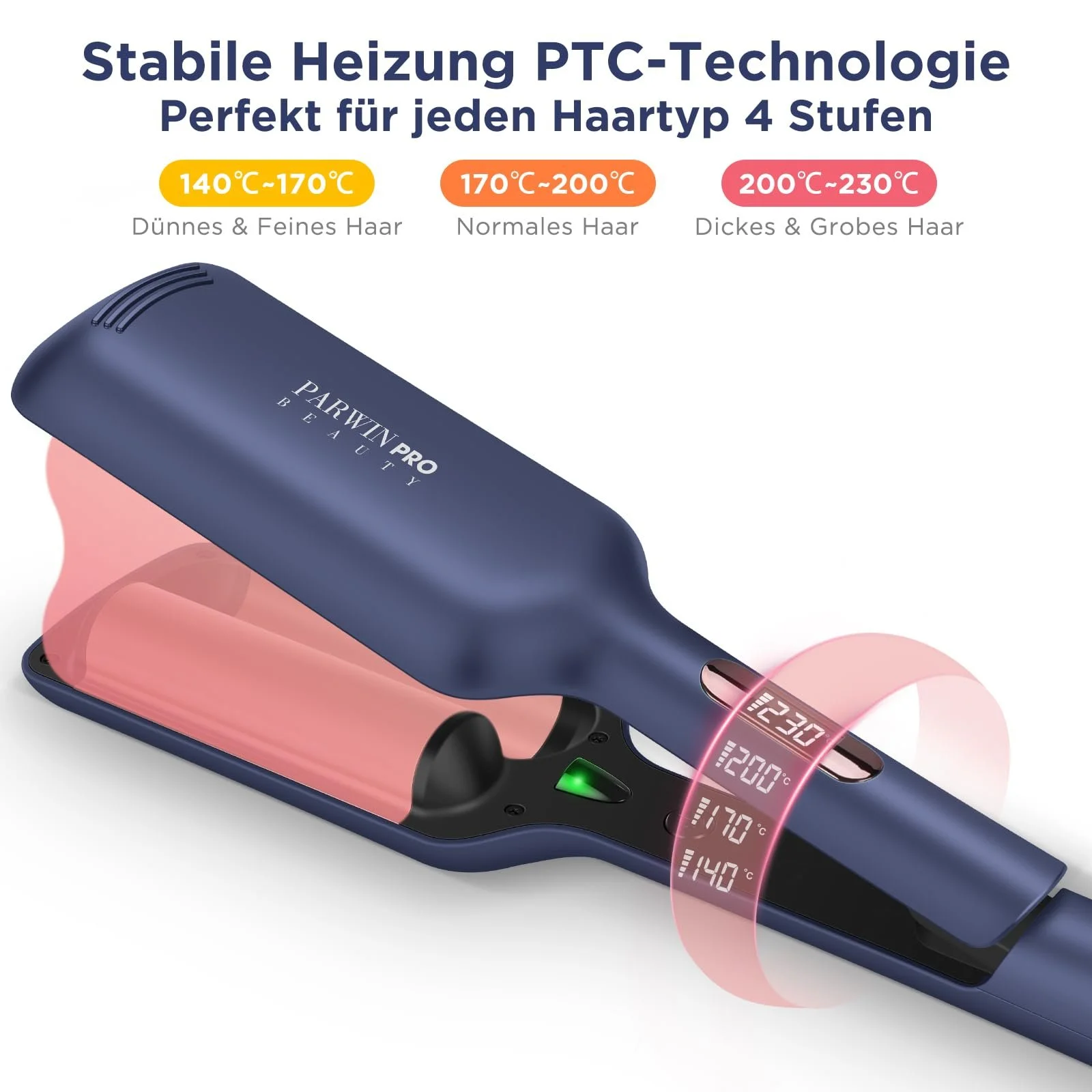 Тройная плойка для волос PARWIN PRO BEAUTY 32 мм 2 цилиндра 4 температурных режима Прусский синий, фото №4 Тройная плойка для волос PARWIN PRO BEAUTY 32 мм 2 цилиндра 4 температурных режима Прусский синий, фото №4