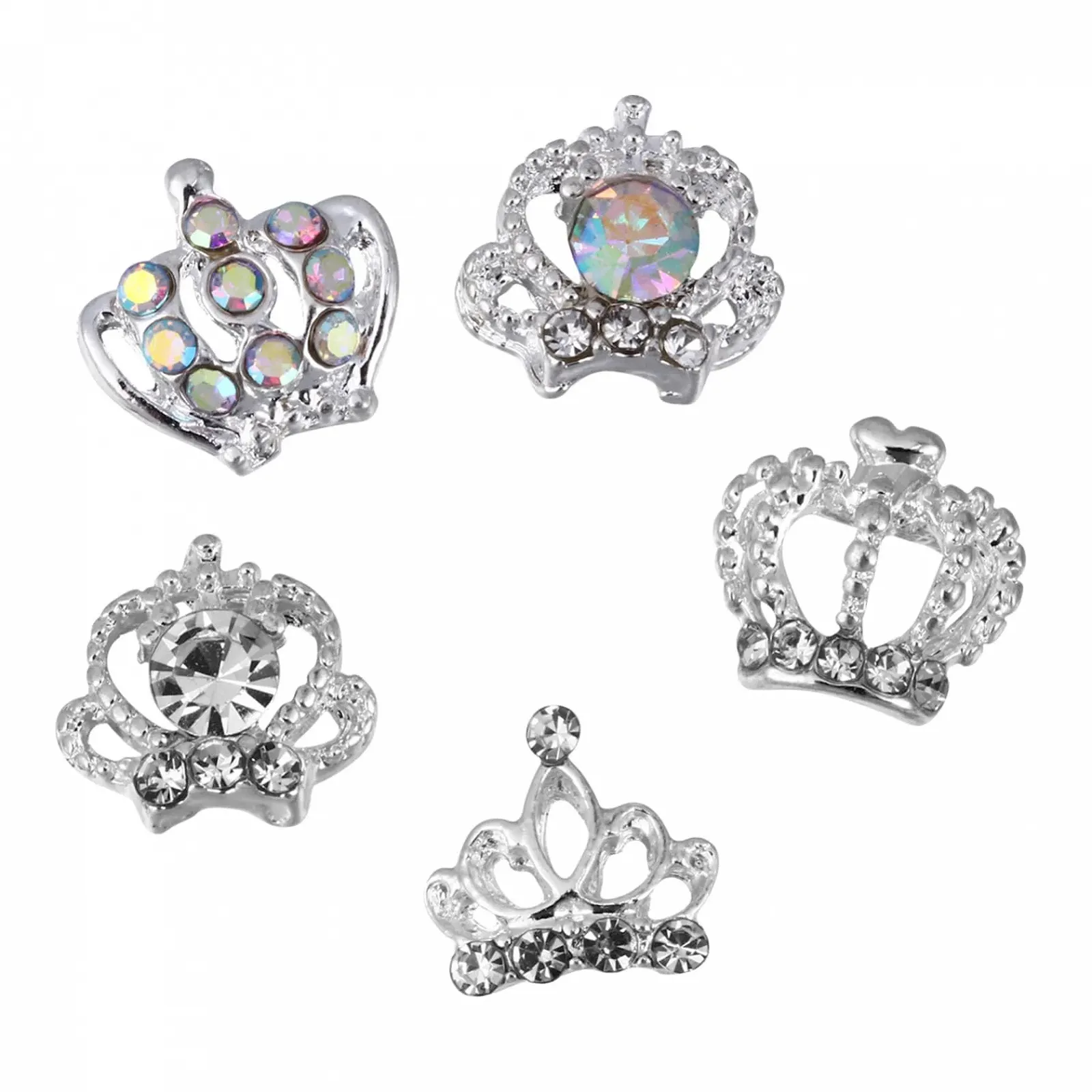 Стразы для ногтей из сплава, набор 100 шт., украшения для ногтей, 3D корона, фото №1