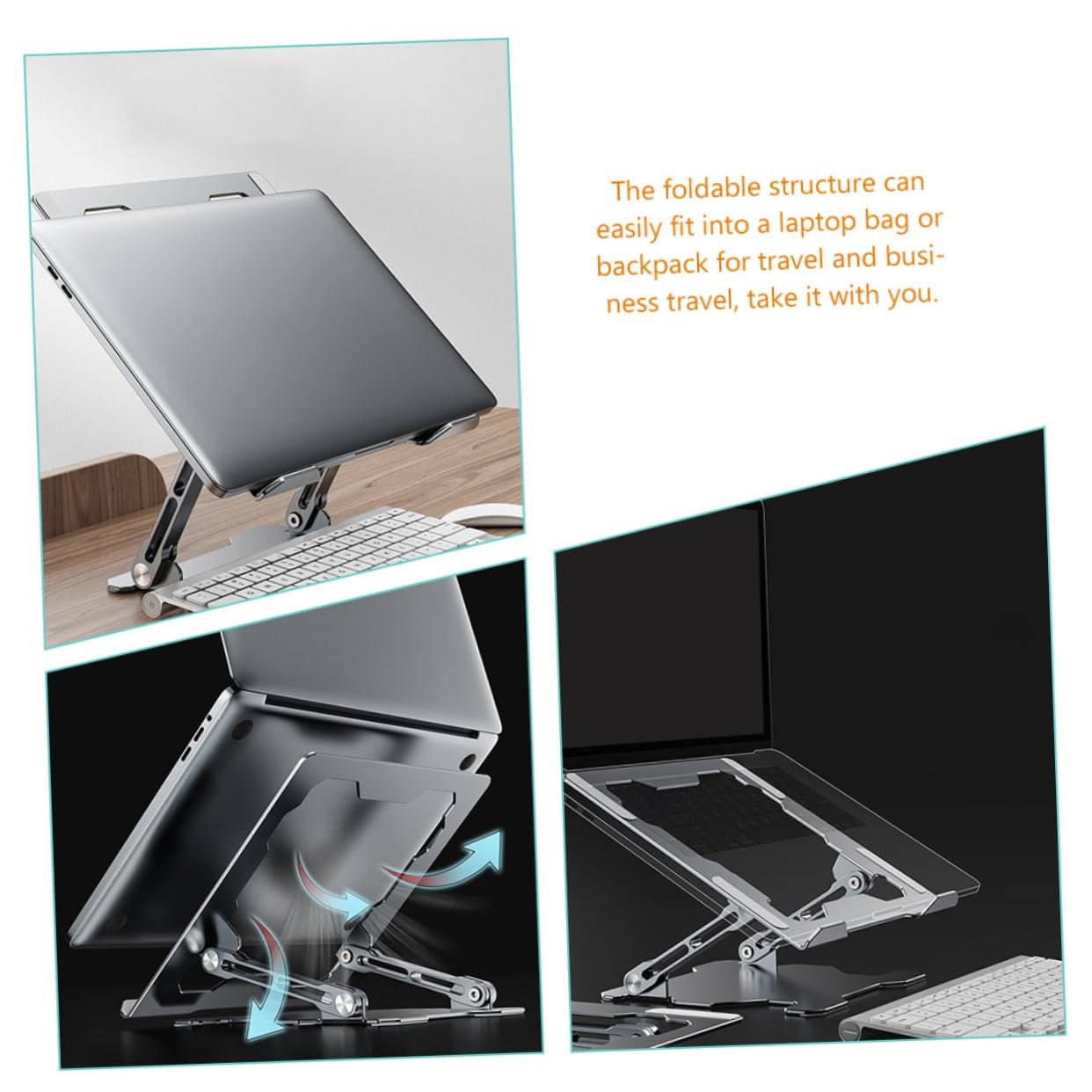 Регулируемая по высоте подставка для ноутбука SEWACC, алюминиевый сплав, эргономичная подставка для ноутбука с теплоотводом, нескользящая и складная конструкция, фото №9