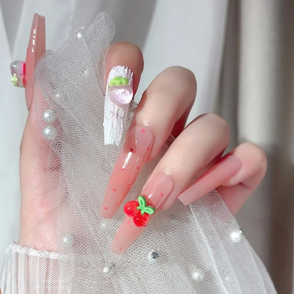 Полуниця Прикраса для нігтів Вишня 3D Полуниця Прикраса для нігтів Вишня Аксесуари для нігтів Різнокольорові фрукти Літні фруктові прикраси, фото №7