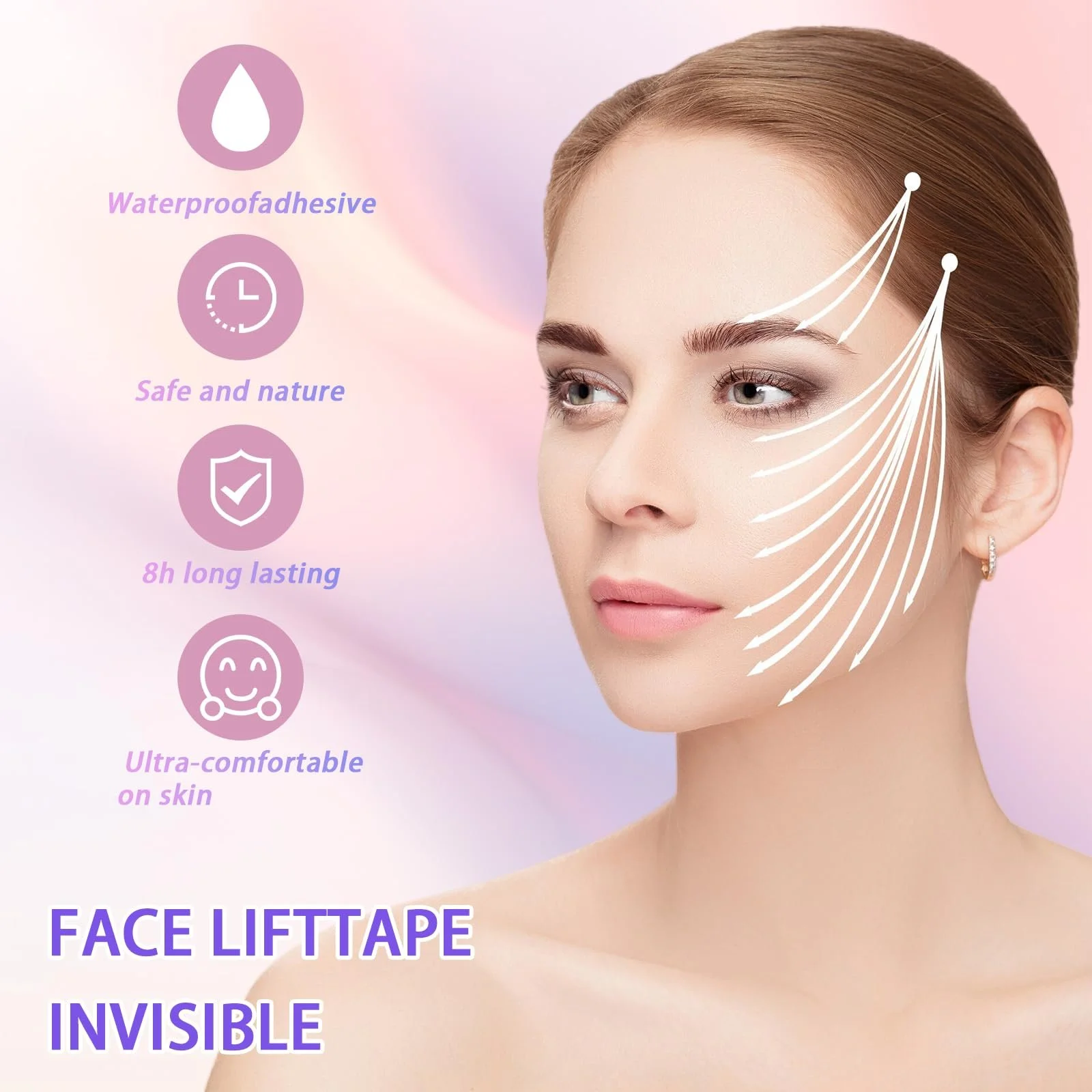 Стрічки для підтяжки обличчя Gjinxi Наліпка для підтяжки обличчя Невидима V-подібна (120 штук в упаковці), фото №2