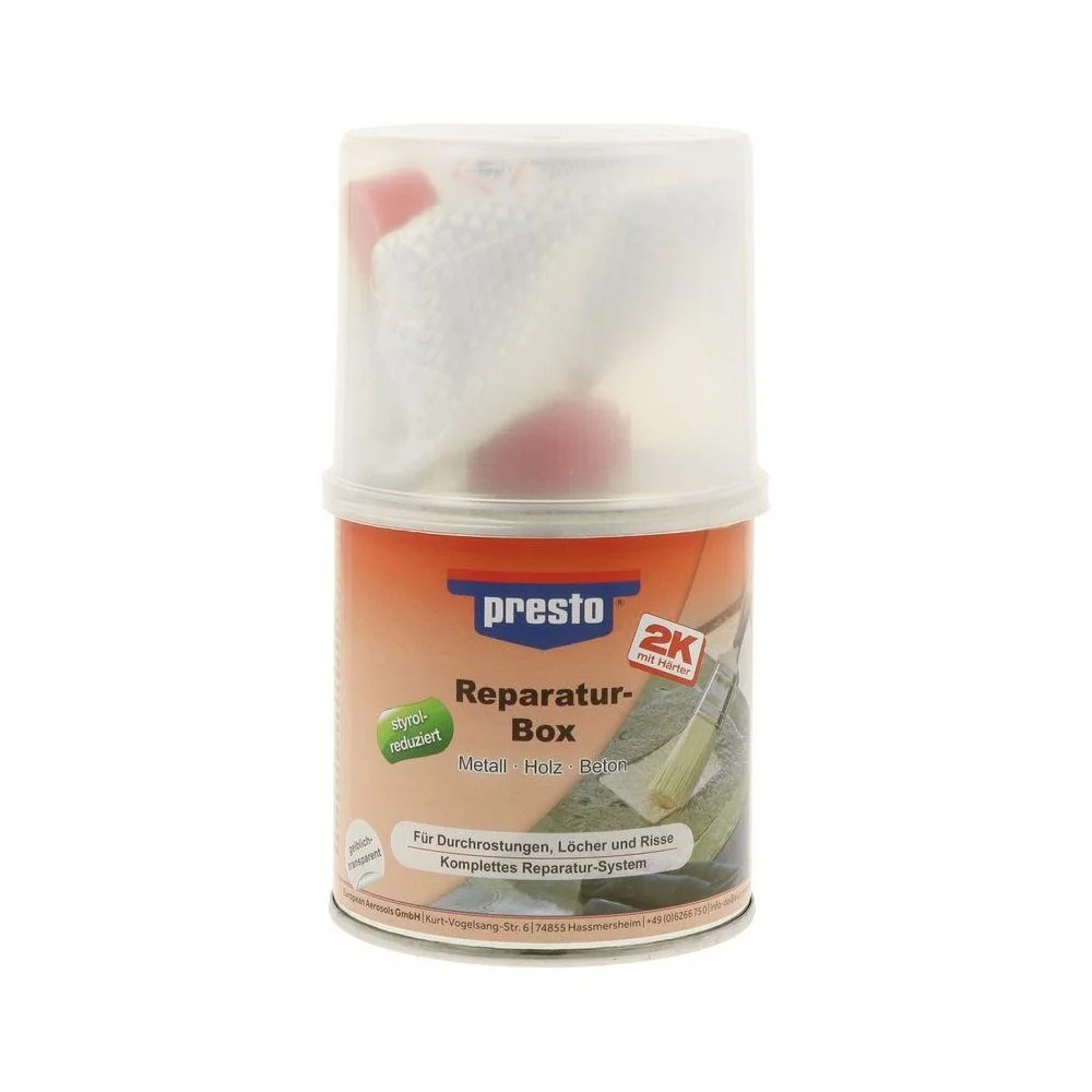 Шпатлевка универсальная PRESTO 600412 ремкомплект с низким содержанием стирола 250 г, фото №1