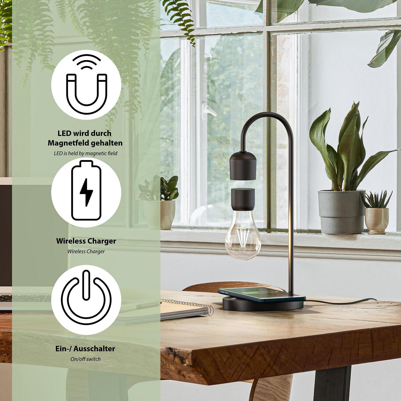 Настільна лампа ledscom.de Magneto магнітна левітуюча Чорна, фото №3