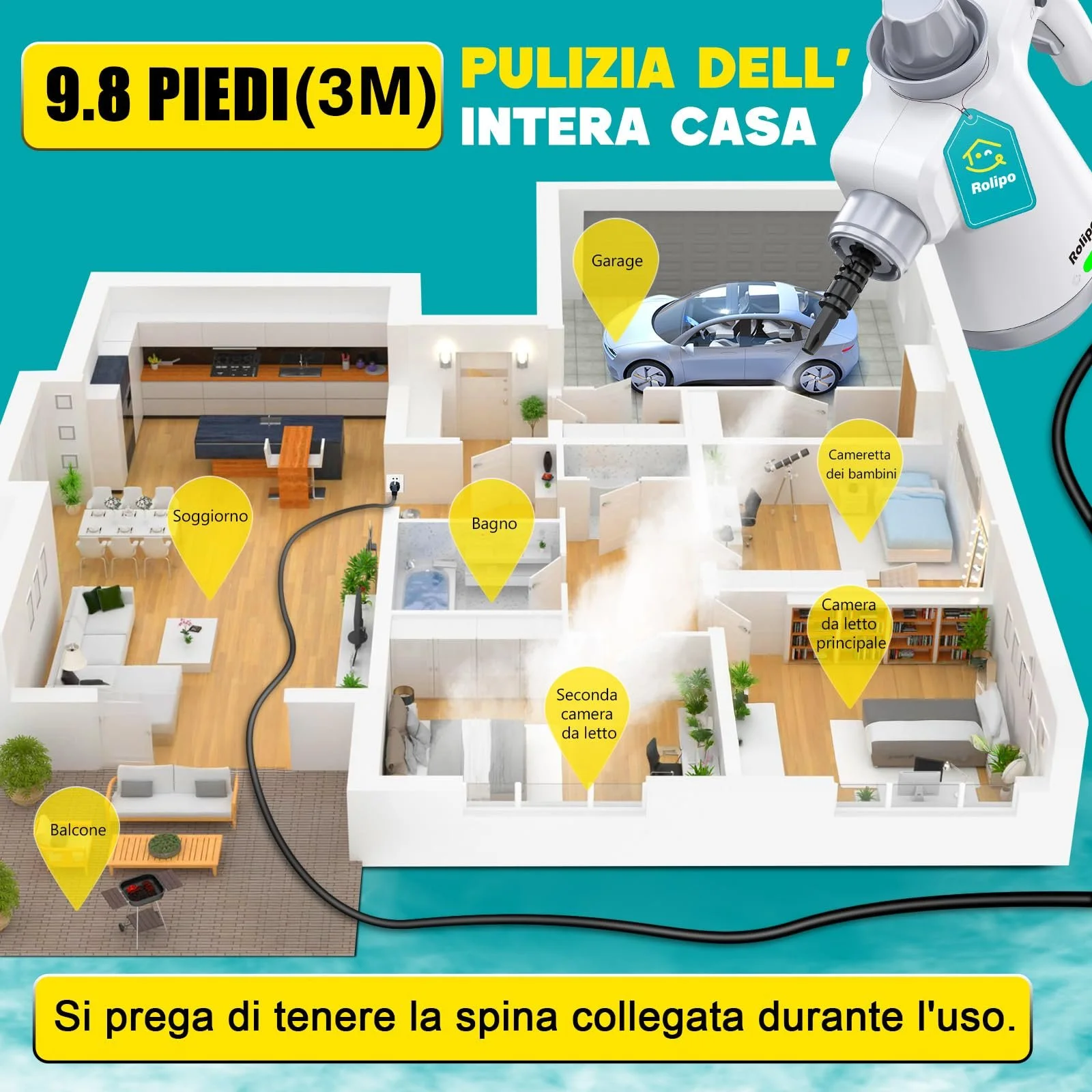 Портативний пароочисник Rolipo 12 аксесуарів, фото №8