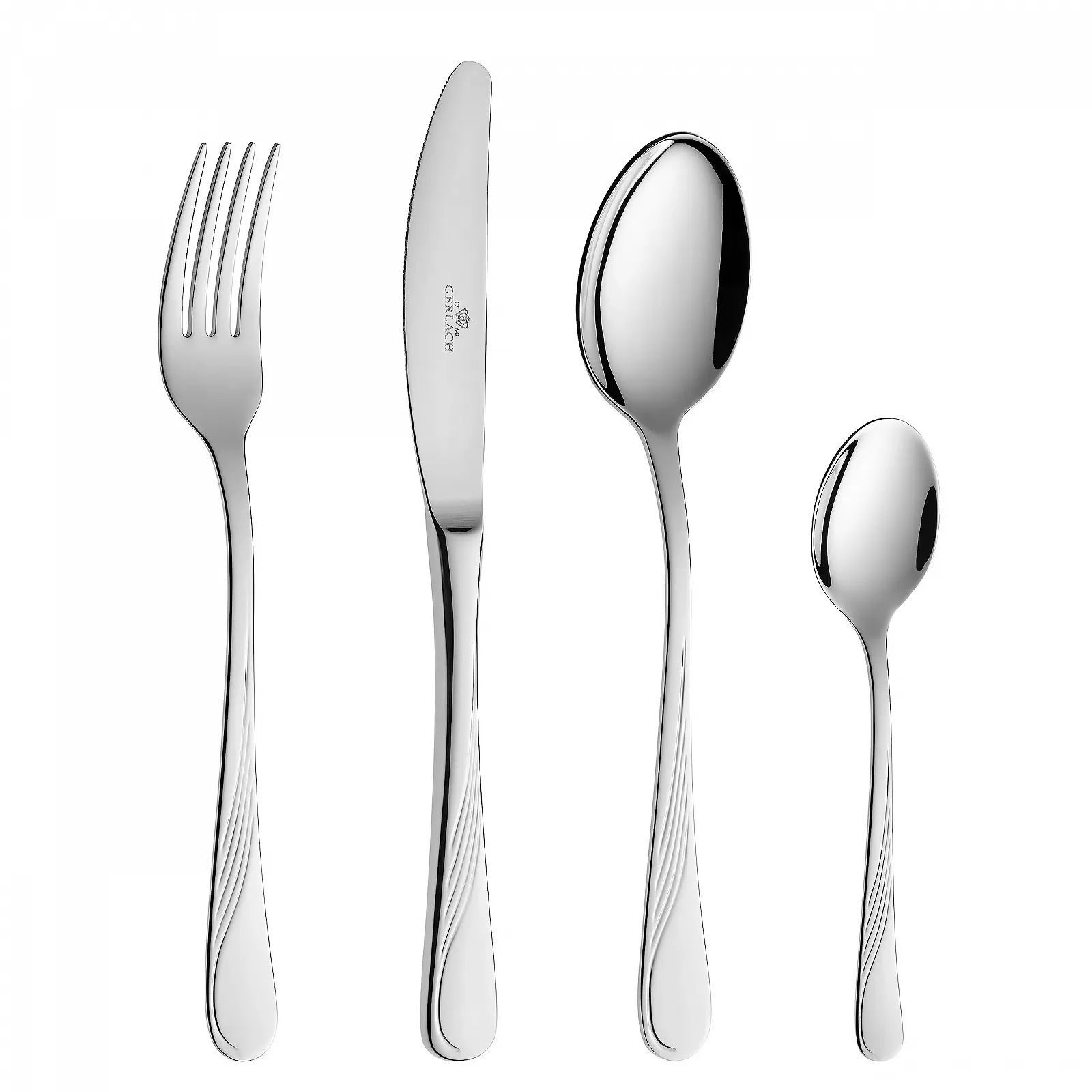 Набор столовых приборов Gerlach Celestia на 6 персон Нож Вилка Ложка Чайная ложка Вилка для торта Ложка для соуса Лопатка для торта Блестящий Нержавеющая сталь 24 предмета, фото №1 Набор столовых приборов Gerlach Celestia на 6 персон Нож Вилка Ложка Чайная ложка Вилка для торта Ложка для соуса Лопатка для торта Блестящий Нержавеющая сталь 24 предмета, фото №1