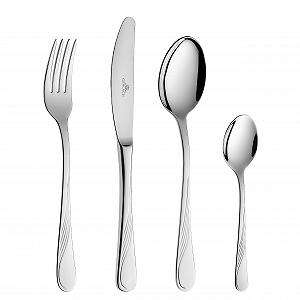 Набір столових приборів Gerlach Celestia для 6 осіб Ніж Виделка Ложка Чайна ложка Виделка для торта Ложка для соусу Лопатка для торта Блискучий Нержавіюча сталь 24 предмети - Фото 1