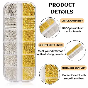 Набор для декора ногтей Auiremrti Nail Accessory Set 5680 шт. Пинцет Золотистый и Серебристый synthetic.ua - Фото 1