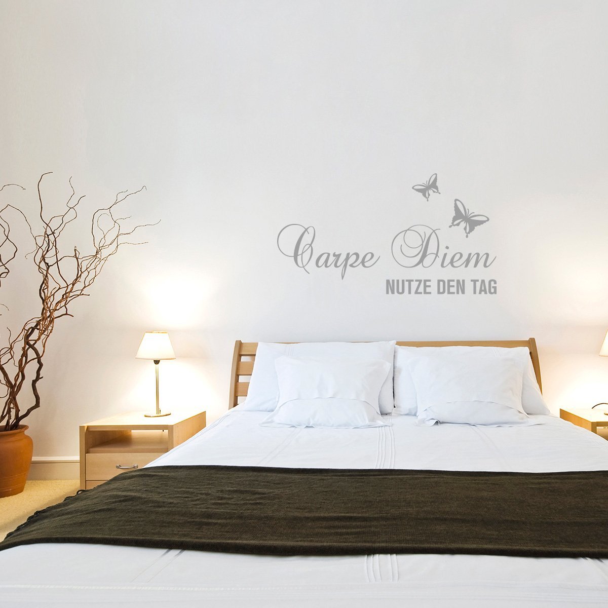 Наклейка на стіну Wandkings 'Carpe Diem – Nutze den Tag' (два метелики) Сірий, фото №2 Наклейка на стіну Wandkings 'Carpe Diem – Nutze den Tag' (два метелики) Сірий, фото №2