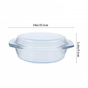 Форма для запекания TOYANDONA стеклянная прозрачная с крышкой термостойкая круглая synthetic.ua - Фото 1