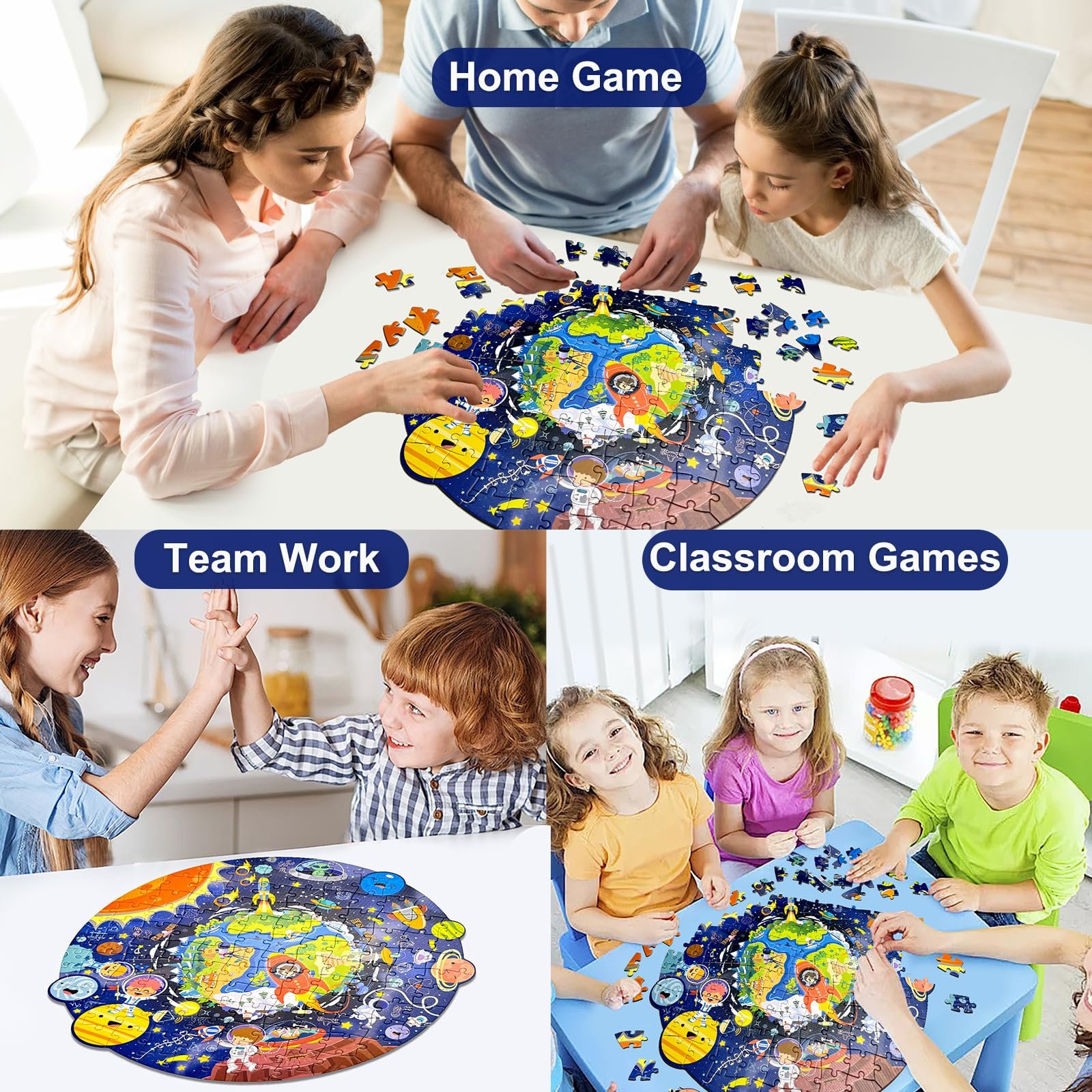 Пазл підлоговий дитячий Space Travel 128 елементів круглий 44 x 45 см 3-7 років, фото №5