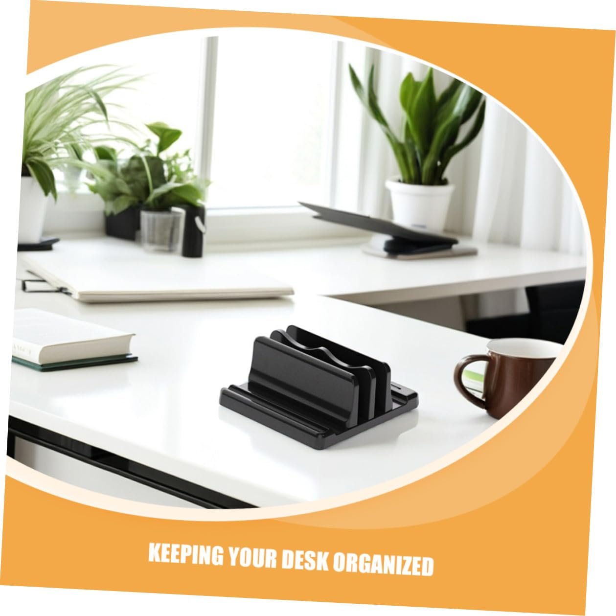 Вертикальная Подставка для Ноутбука с Устойчивым Основанием Двойное Отверстие Регулируемый Держатель для Книг и Ноутбуков Эргономичный Настольный Органайзер, фото №7