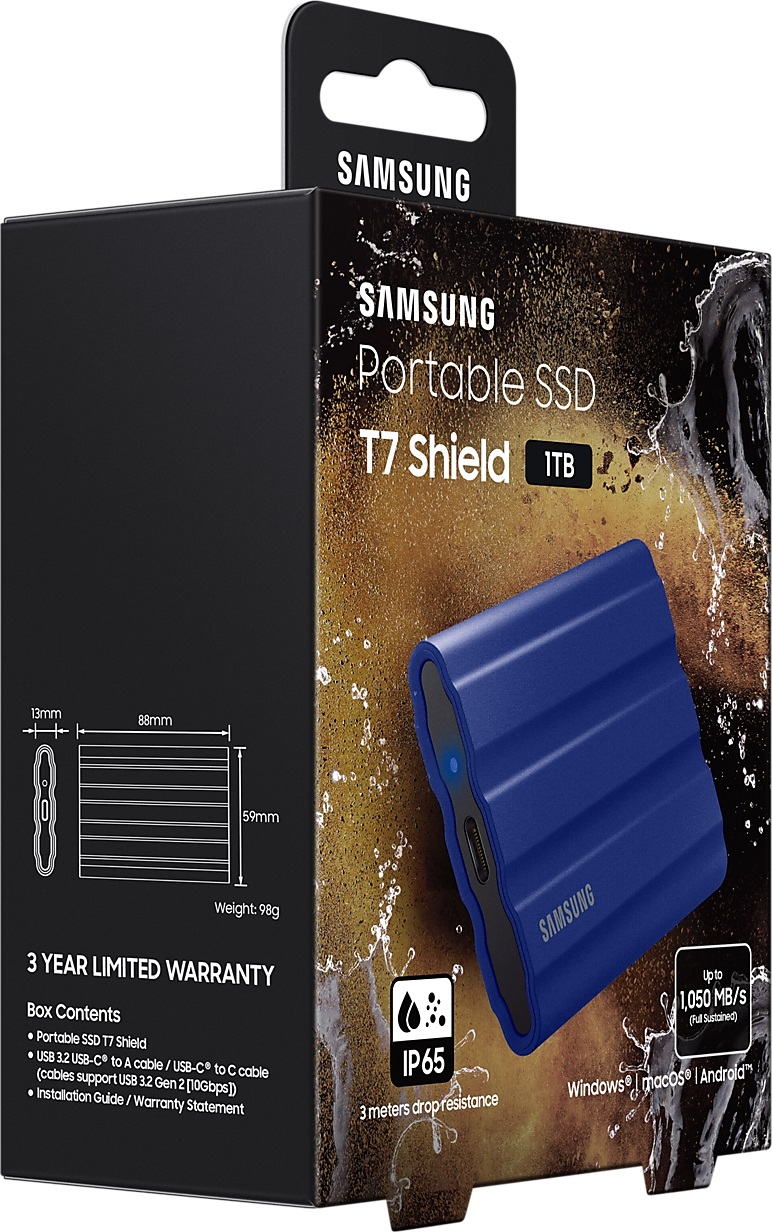 Накопитель внешний SSD 2.5" USB 1.0TB Samsung T7 Shield Blue (MU-PE1T0R/EU), фото №9