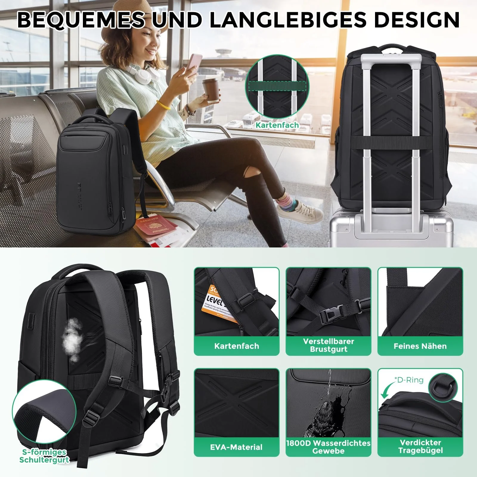Рюкзак для ноутбука Fenree.geer Business Expandable 15.6 дюйма 1800D Waterproof USB Port, фото №4 Рюкзак для ноутбука Fenree.geer Business Expandable 15.6 дюйма 1800D Waterproof USB Port, фото №4