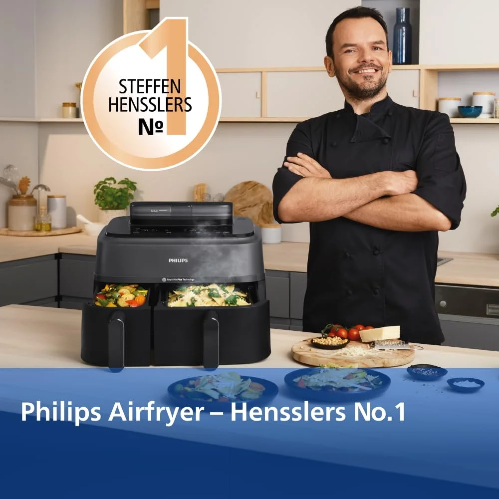 Мультипіч Philips 5000 Series NA550/00 з функцією пароварки 2 кошики 9 л (3 л+6 л) RapidAir Plus, фото №3 Мультипіч Philips 5000 Series NA550/00 з функцією пароварки 2 кошики 9 л (3 л+6 л) RapidAir Plus, фото №3