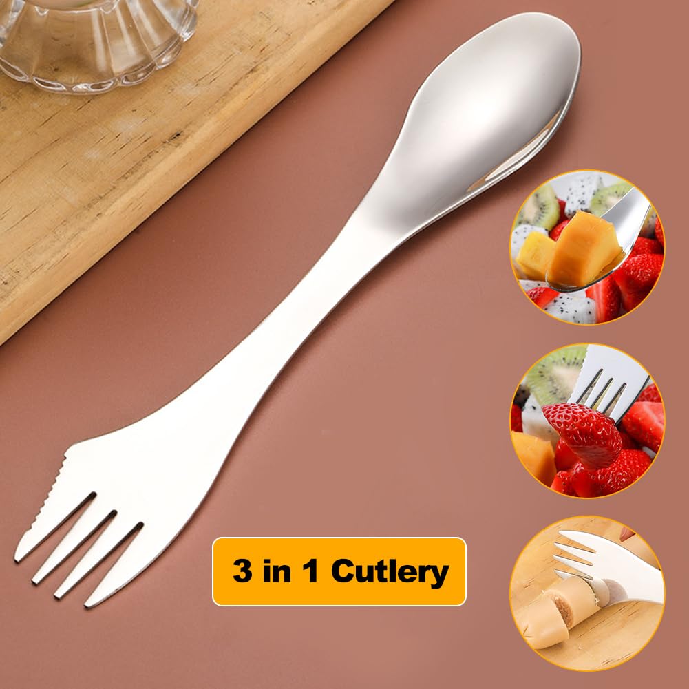 Набор походных столовых приборов 3 в 1 Spork из 2 предметов Серебристый, фото №3