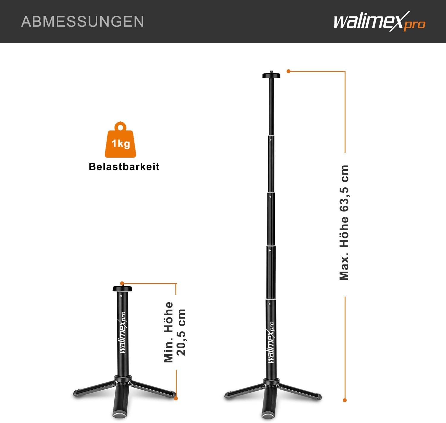 Штатив Walimex Pro 2-in-1 Mini Tripod XL Чорний (23137), фото №2