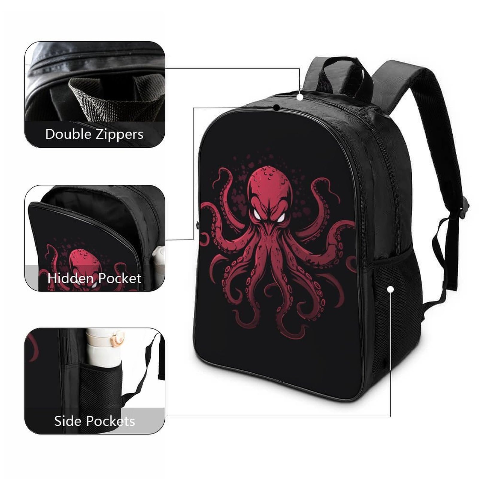 Ранец MXRMXR Octopus 3D для детей, большой, с карманами, школьный, подарок к школе, 40x28x16 см, фото №3