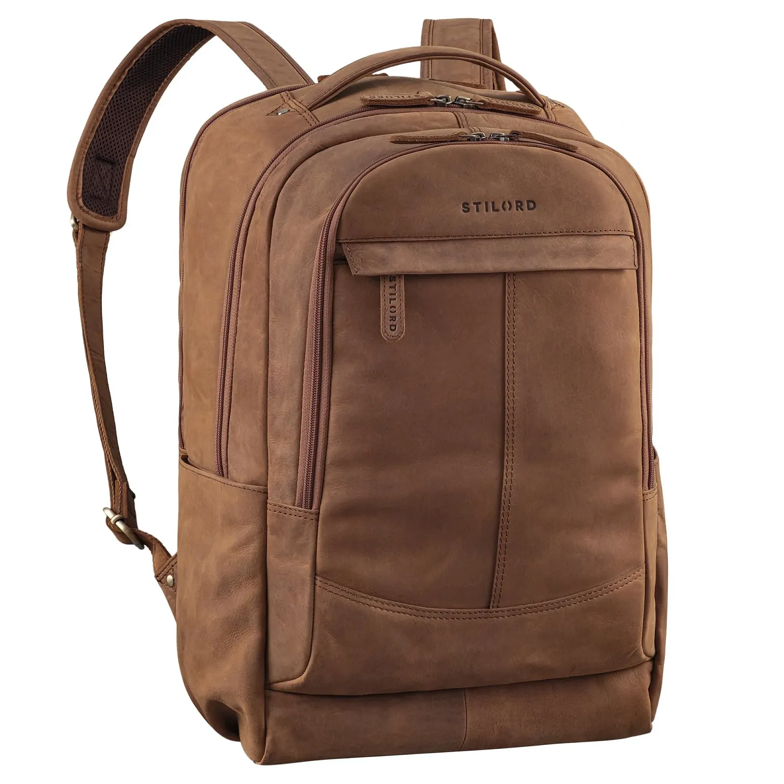 Бізнес-рюкзак STILORD Maxim Premium XL Maxim Leather Vintage 17 to 19 Inch Large Black, Tan - dark brown, фото №1